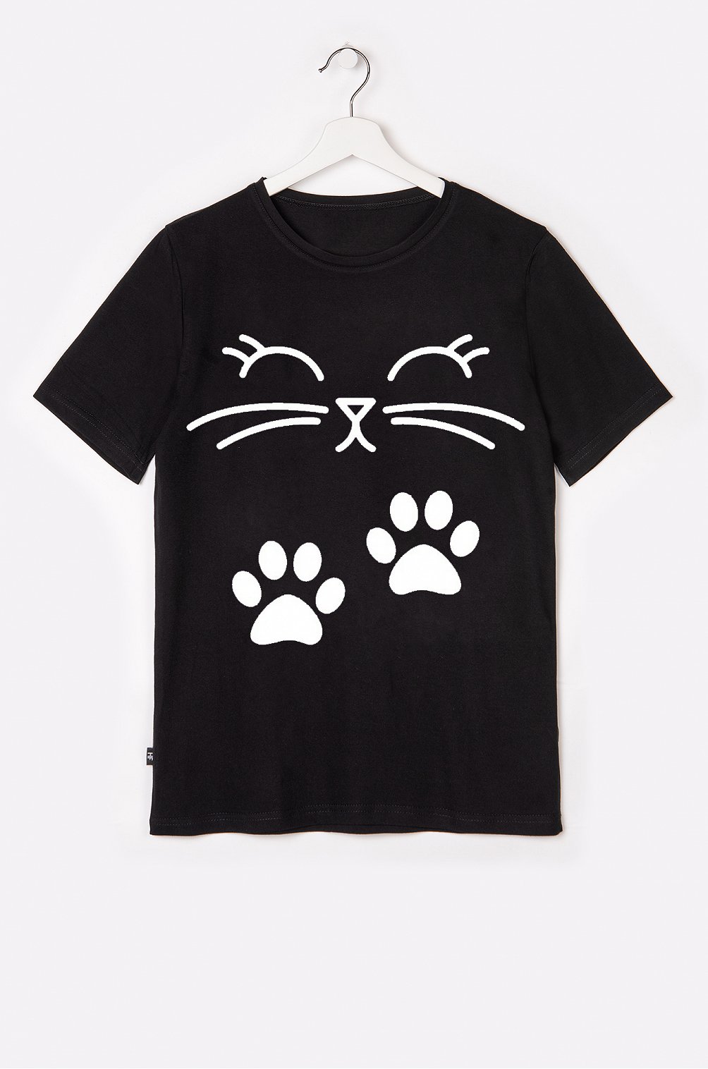 Женская футболка с принтом кот 6634803 черный купить оптом в HappyWear.ru