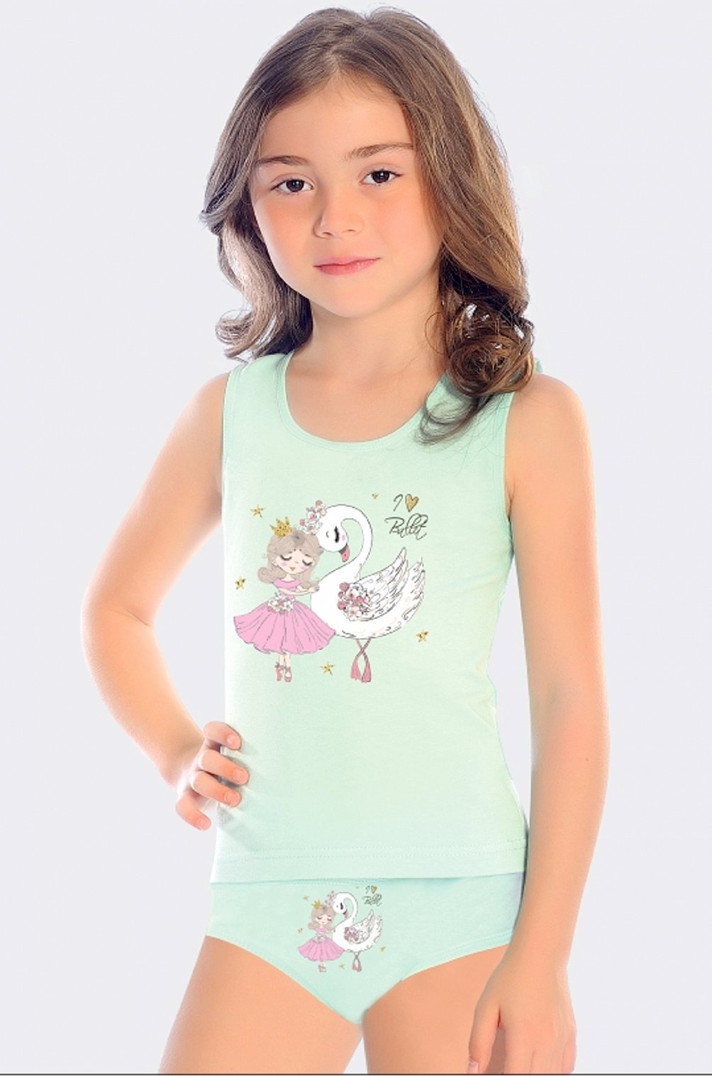 Комплект для девочки OTS 6645229 зеленый купить оптом в HappyWear.ru