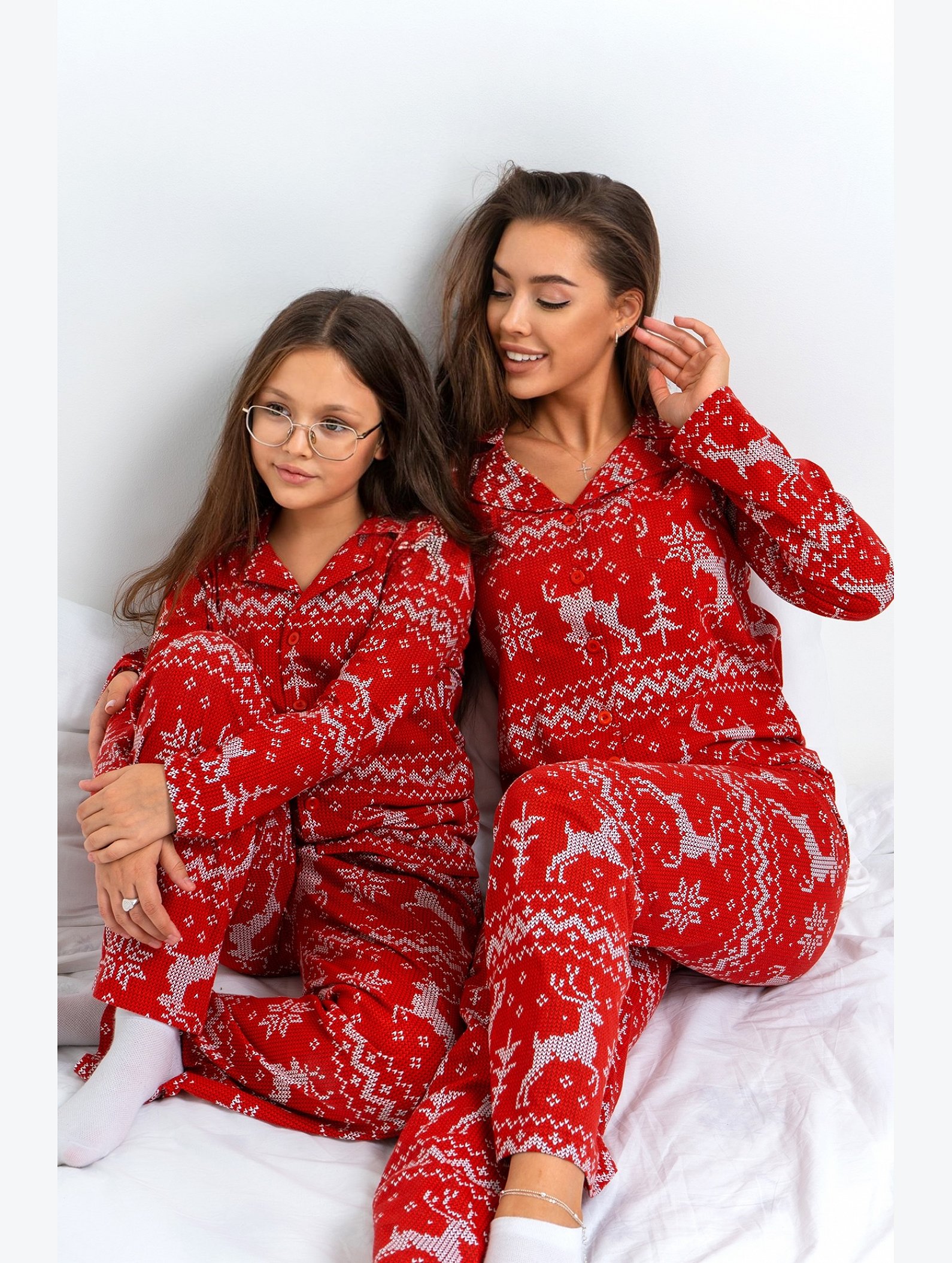 Женская новогодняя пижама с брюками и рубашкой Happyfox