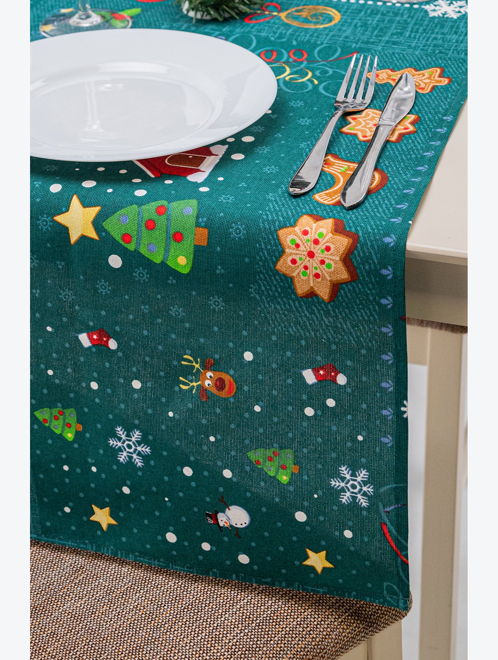 Дорожка на стол из рогожки 145x45 Happy Fox Home