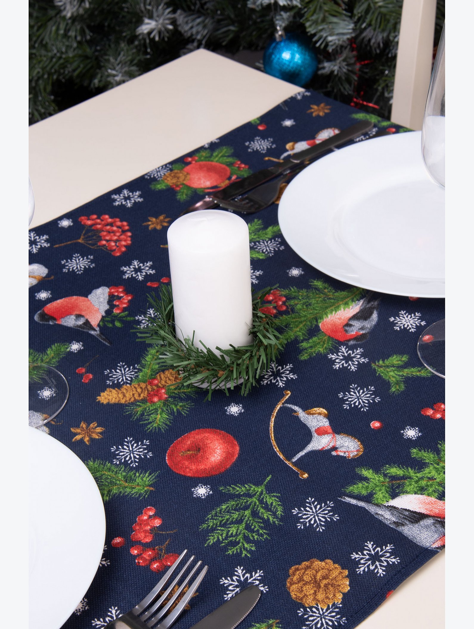 Дорожка на стол из рогожки 145x45 Happy Fox Home