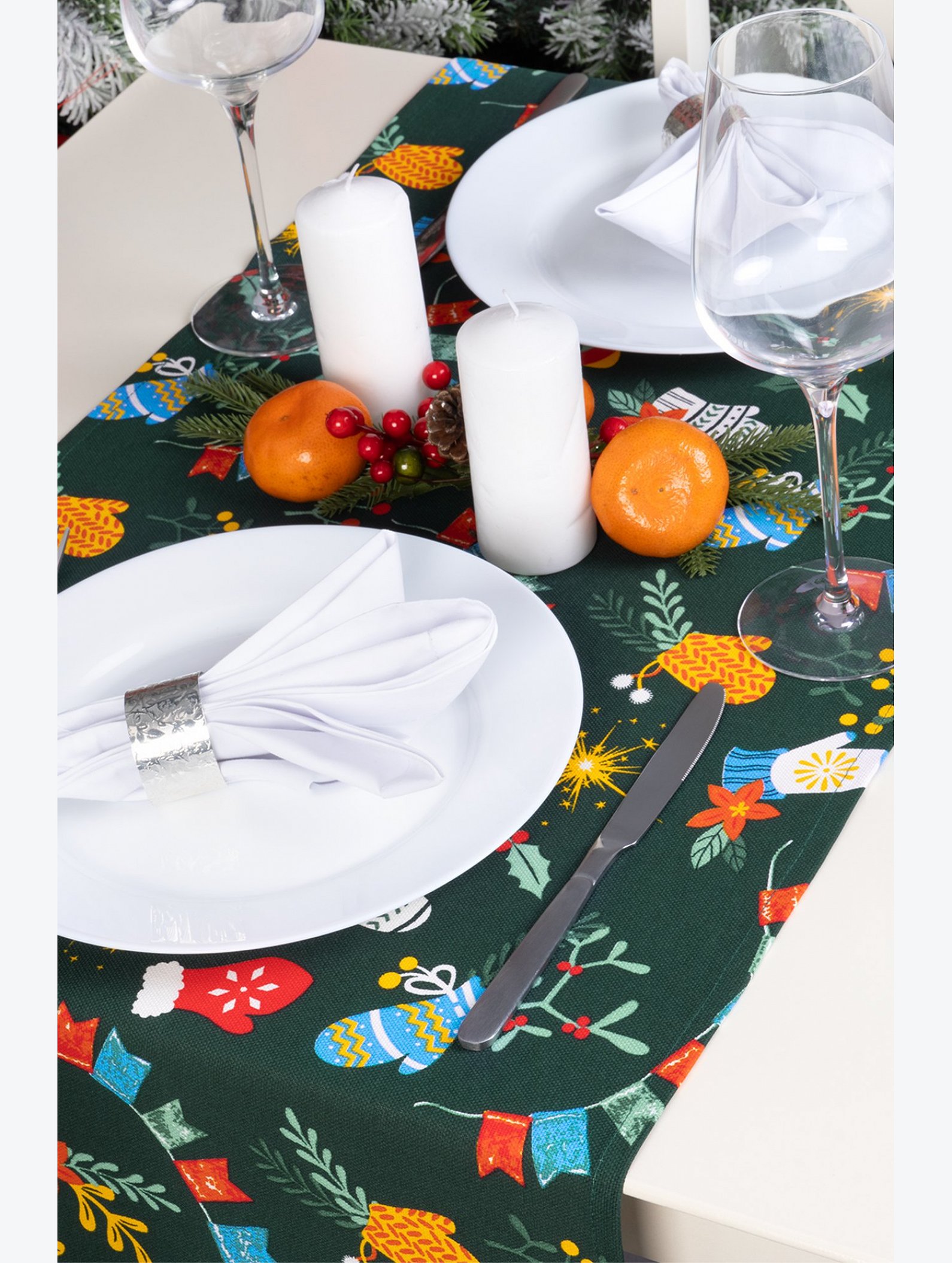 Дорожка на стол из рогожки 145x45 Happy Fox Home