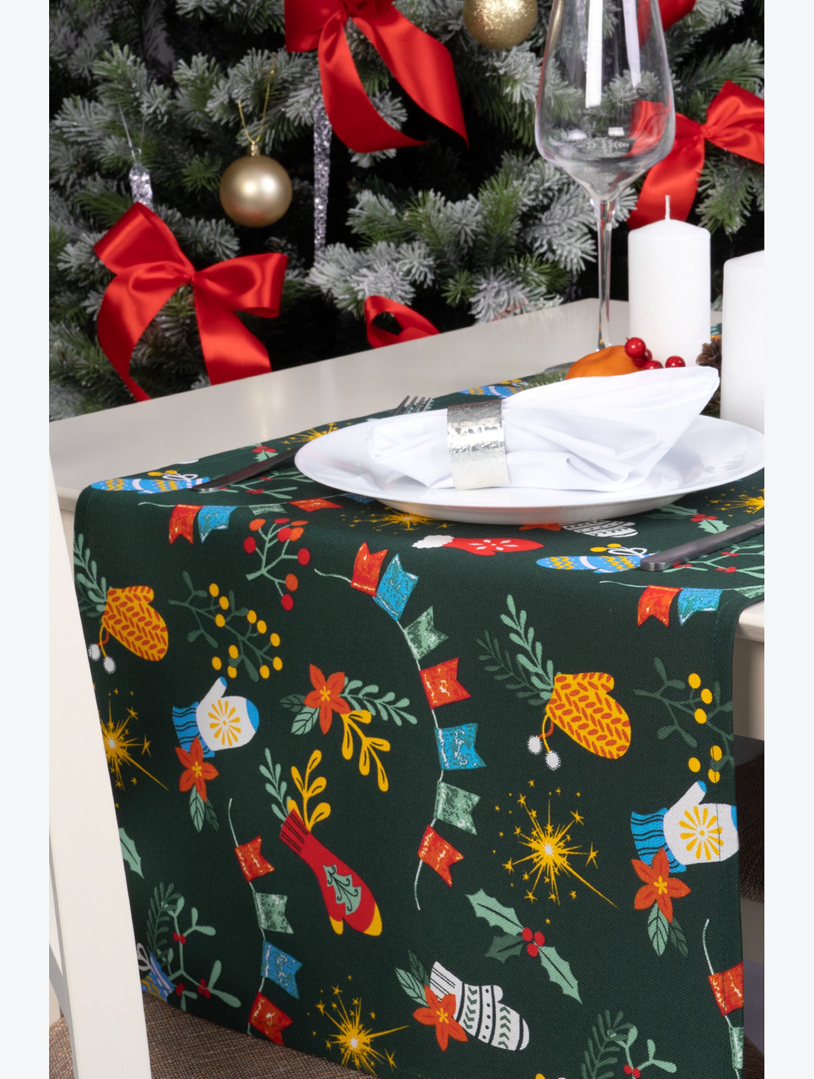 Дорожка на стол из рогожки 145x45 Happy Fox Home