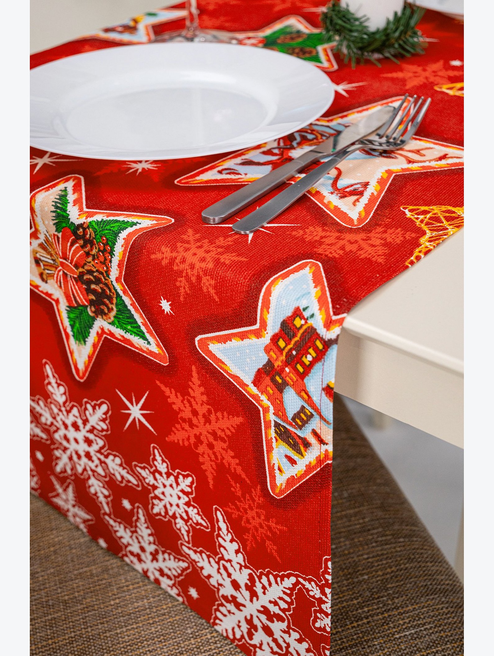 Дорожка на стол из рогожки 145x45 Happy Fox Home