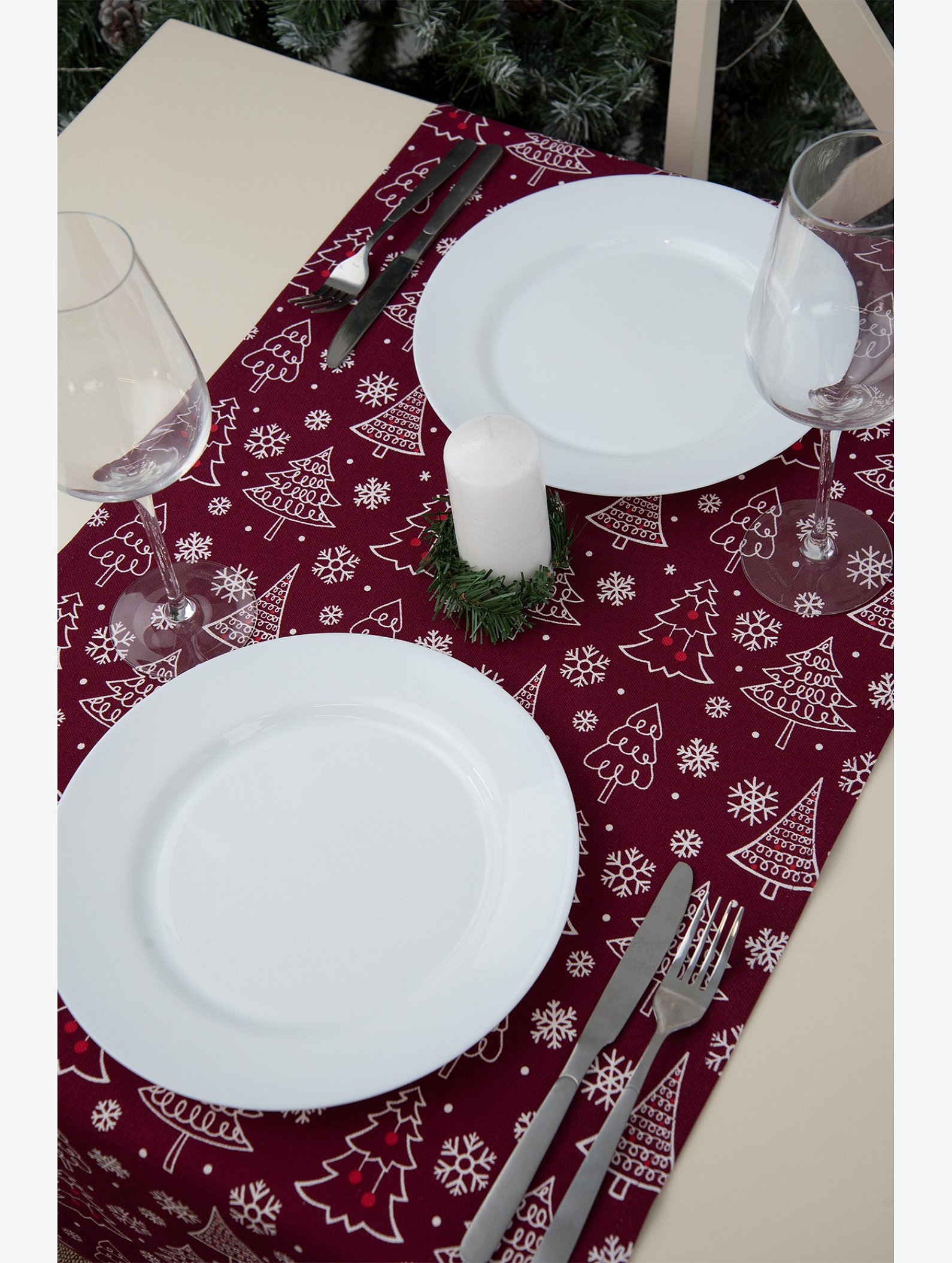 Дорожка на стол из рогожки 145x45 Happy Fox Home