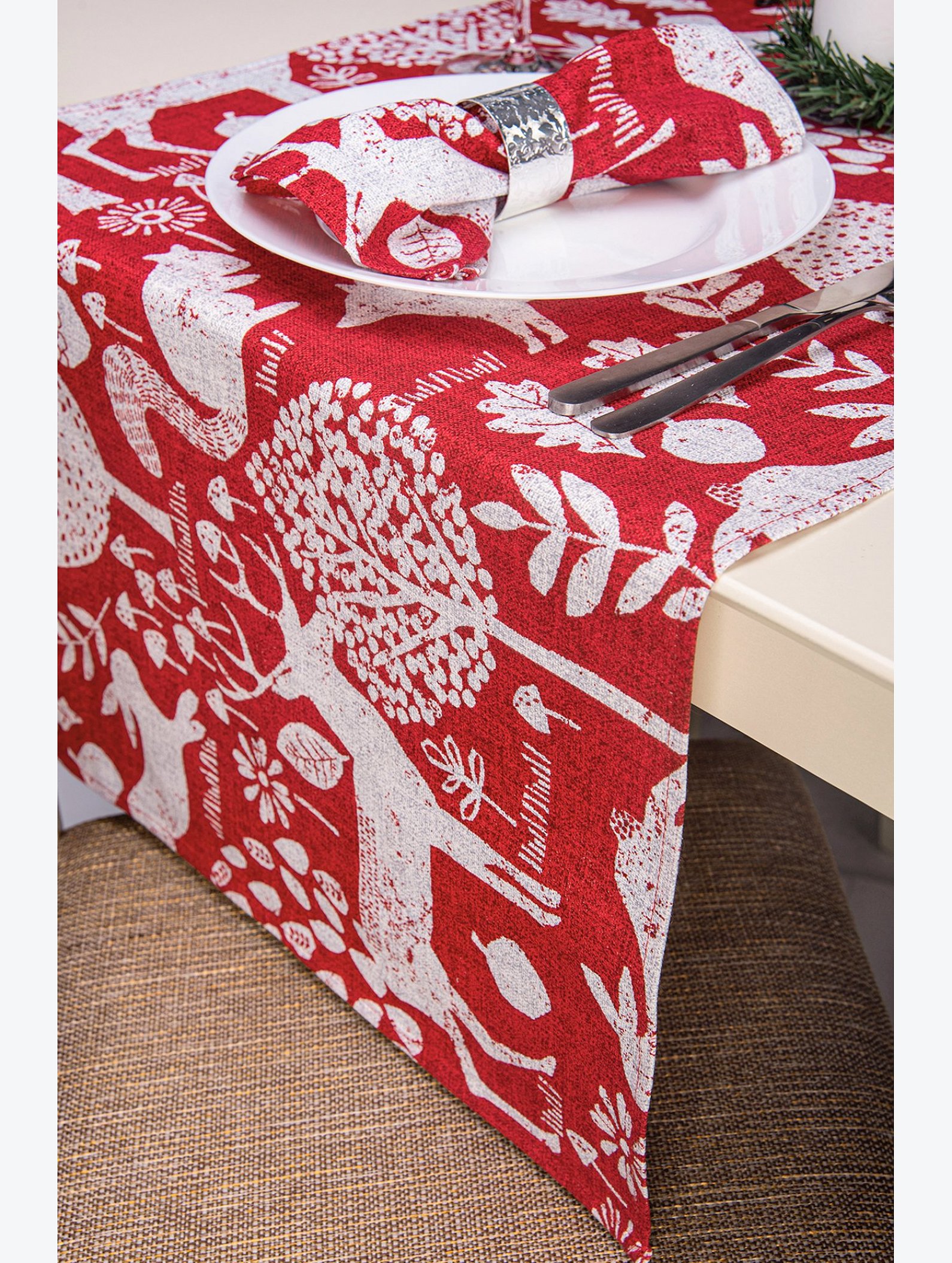 Дорожка на стол из рогожки 145x45 Happy Fox Home