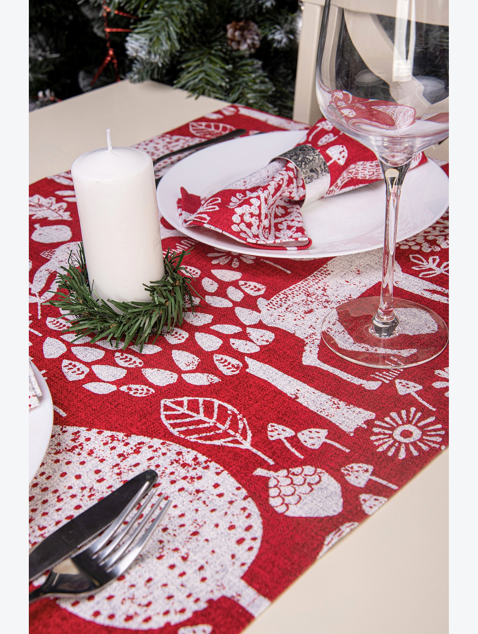 Дорожка на стол из рогожки 145x45 Happy Fox Home