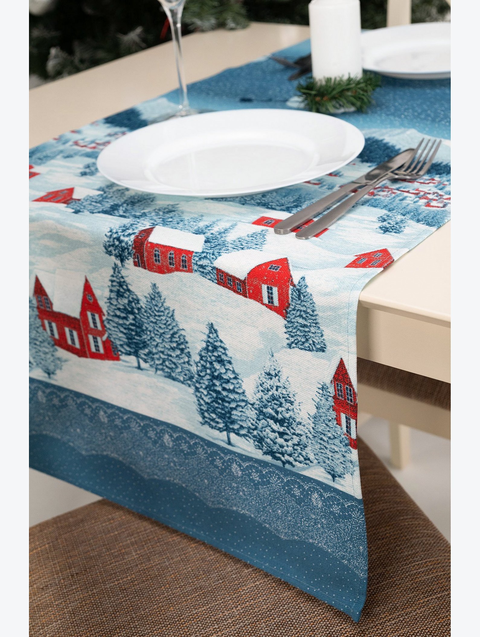 Дорожка на стол из рогожки 145x45 Happy Fox Home
