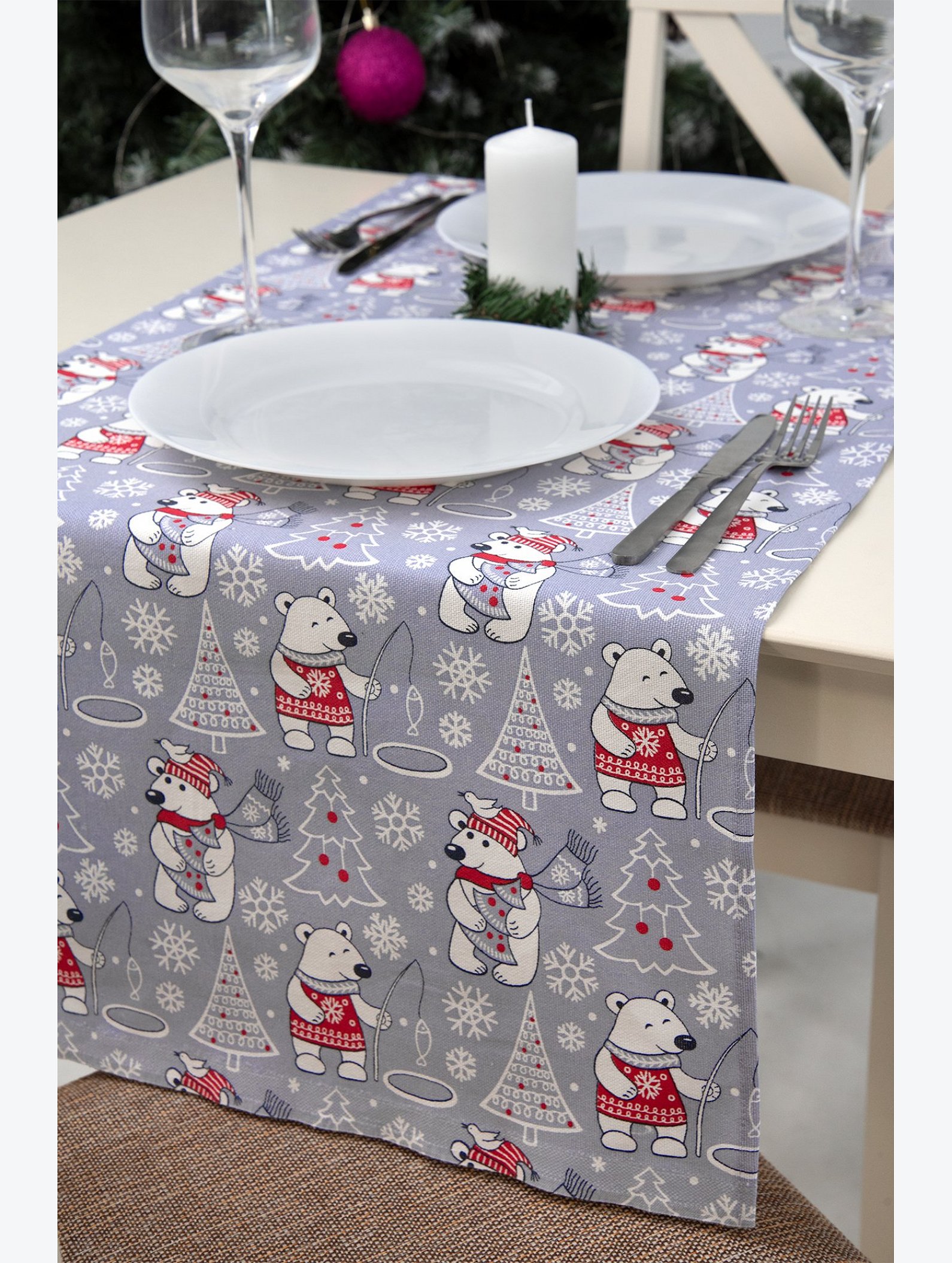 Дорожка на стол из рогожки 145x45 Happy Fox Home