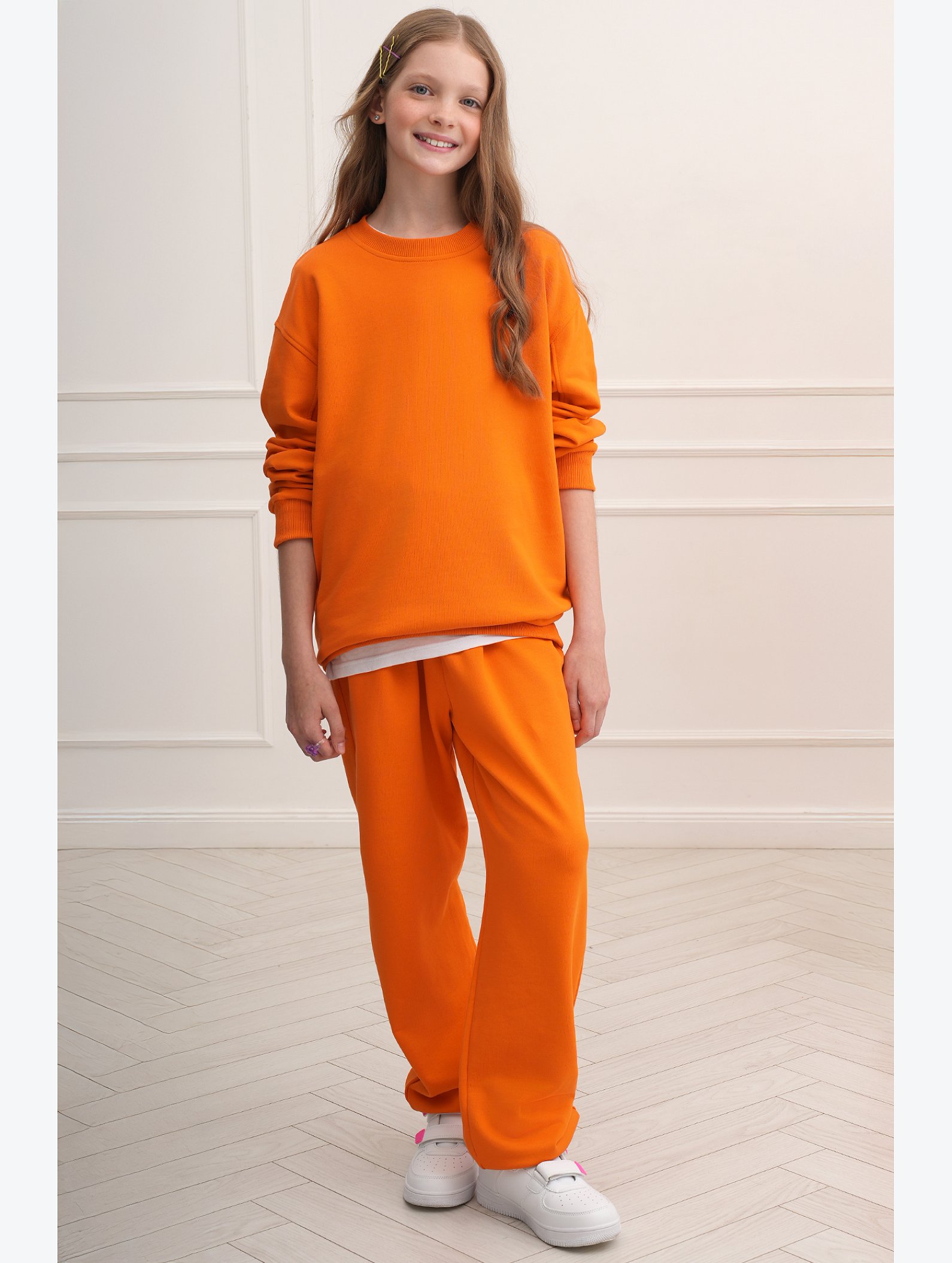 Костюм для девочки оверсайз из футера трехнитки Happyfox