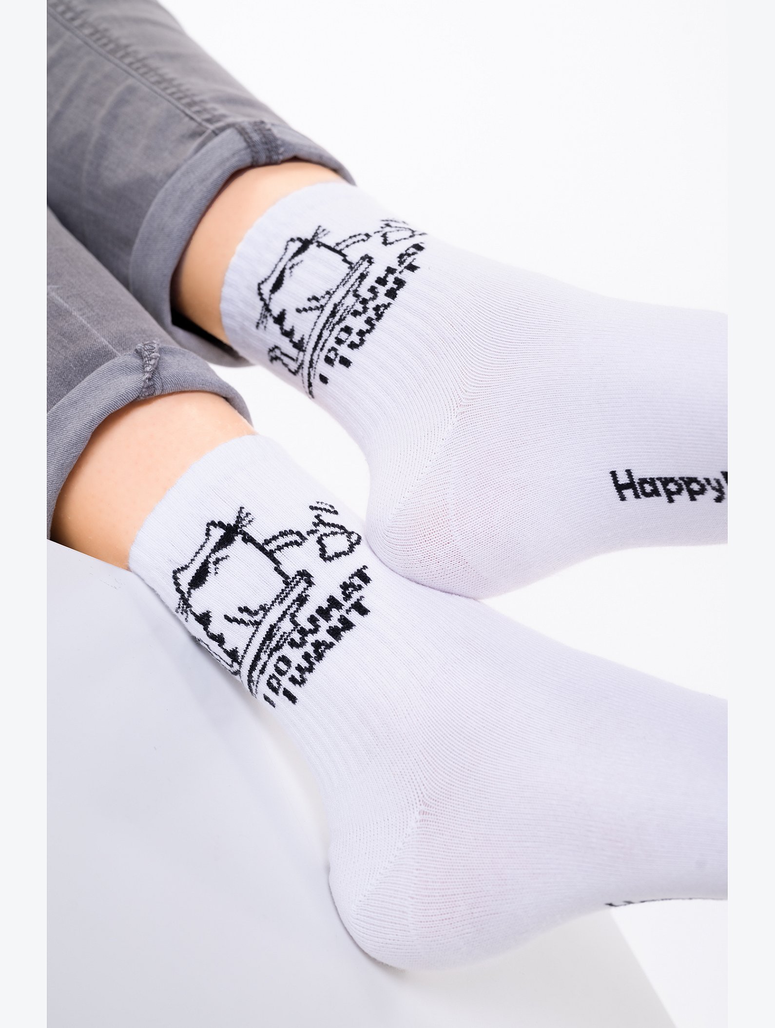 Прикольные носки с надписью Happyfox