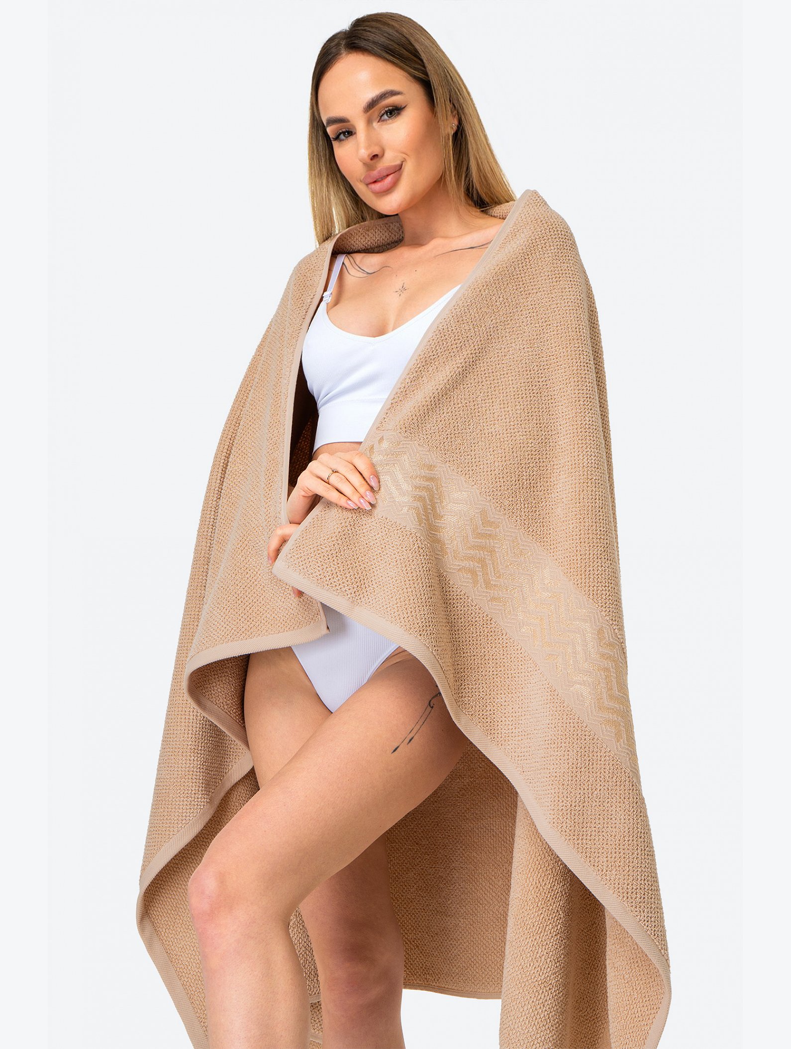 Большое махровое полотенце 100Х150 Happy Fox Home