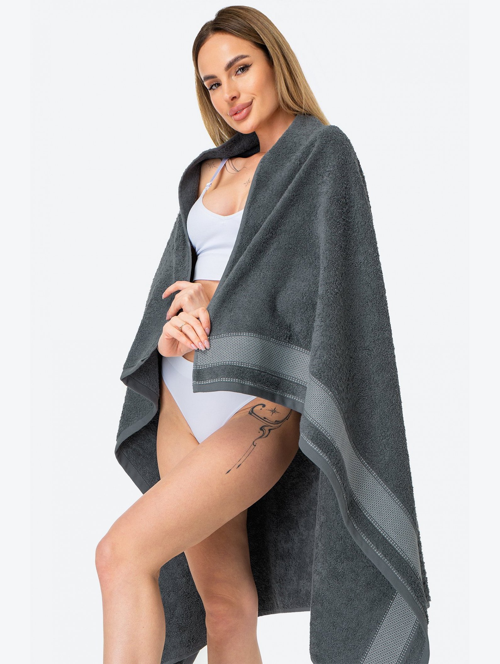 Большое махровое полотенце 100Х150 Happy Fox Home