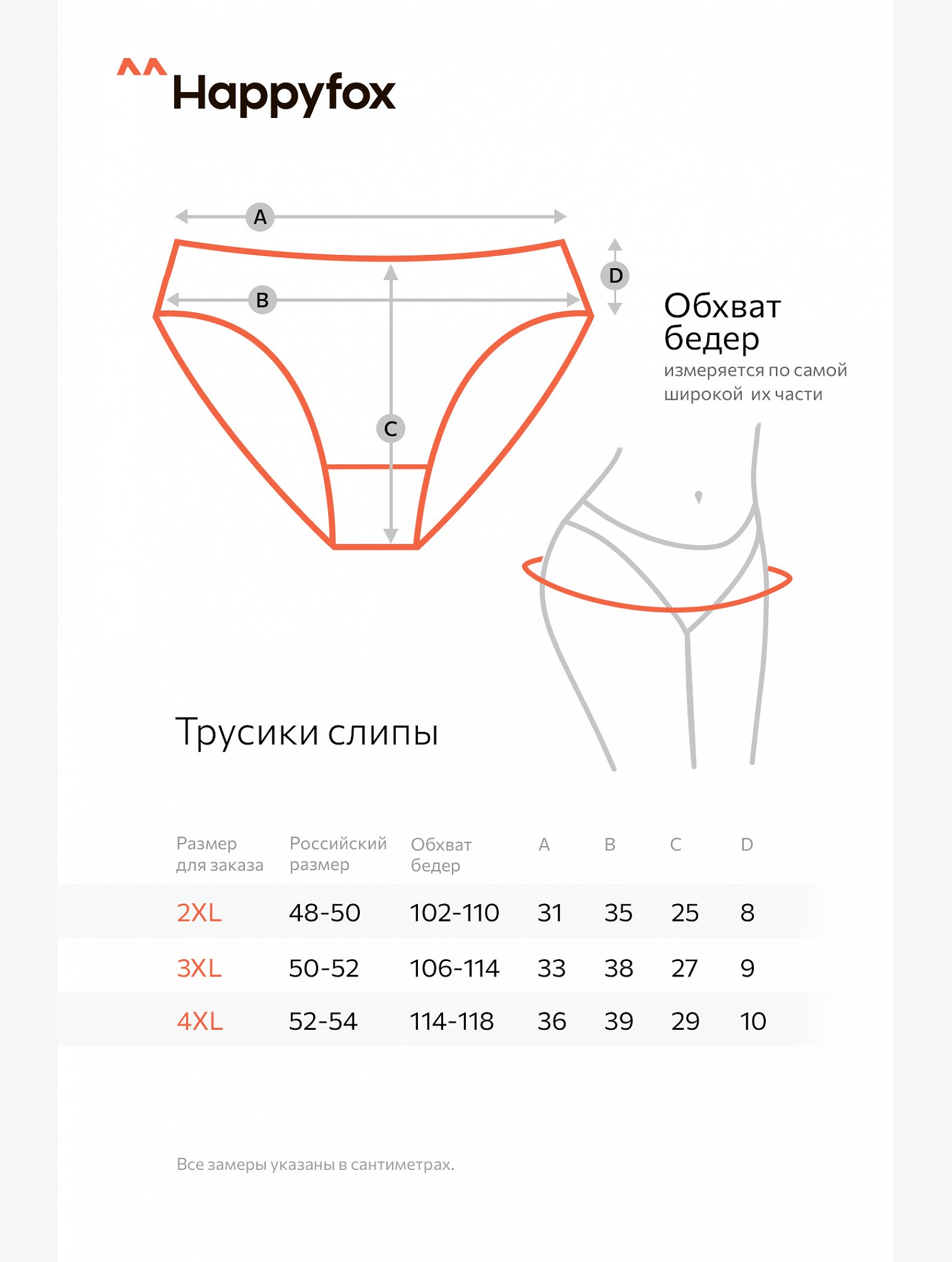 Женские трусы-слипы с высокой посадкой Happyfox