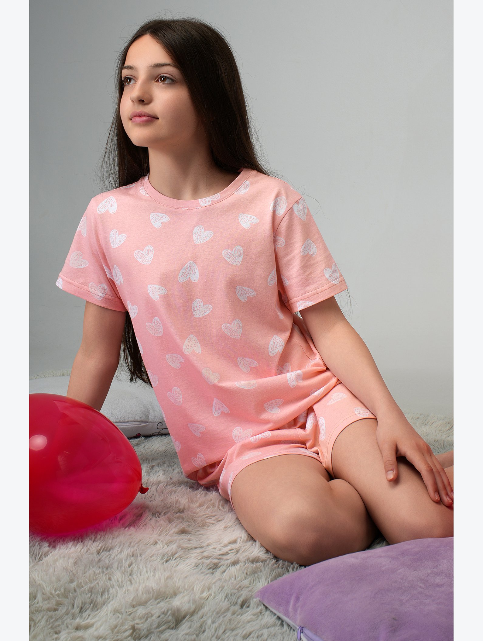 Хлопковая пижама для девочки с шортами Happyfox