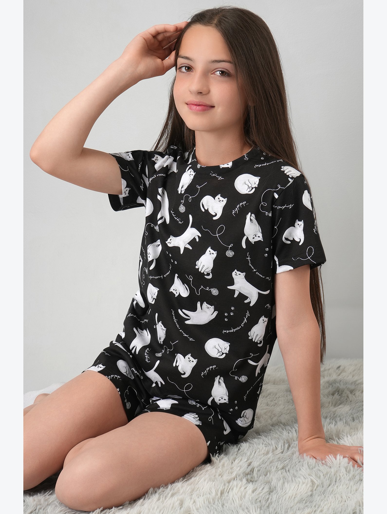 Хлопковая пижама для девочки с шортами Happyfox