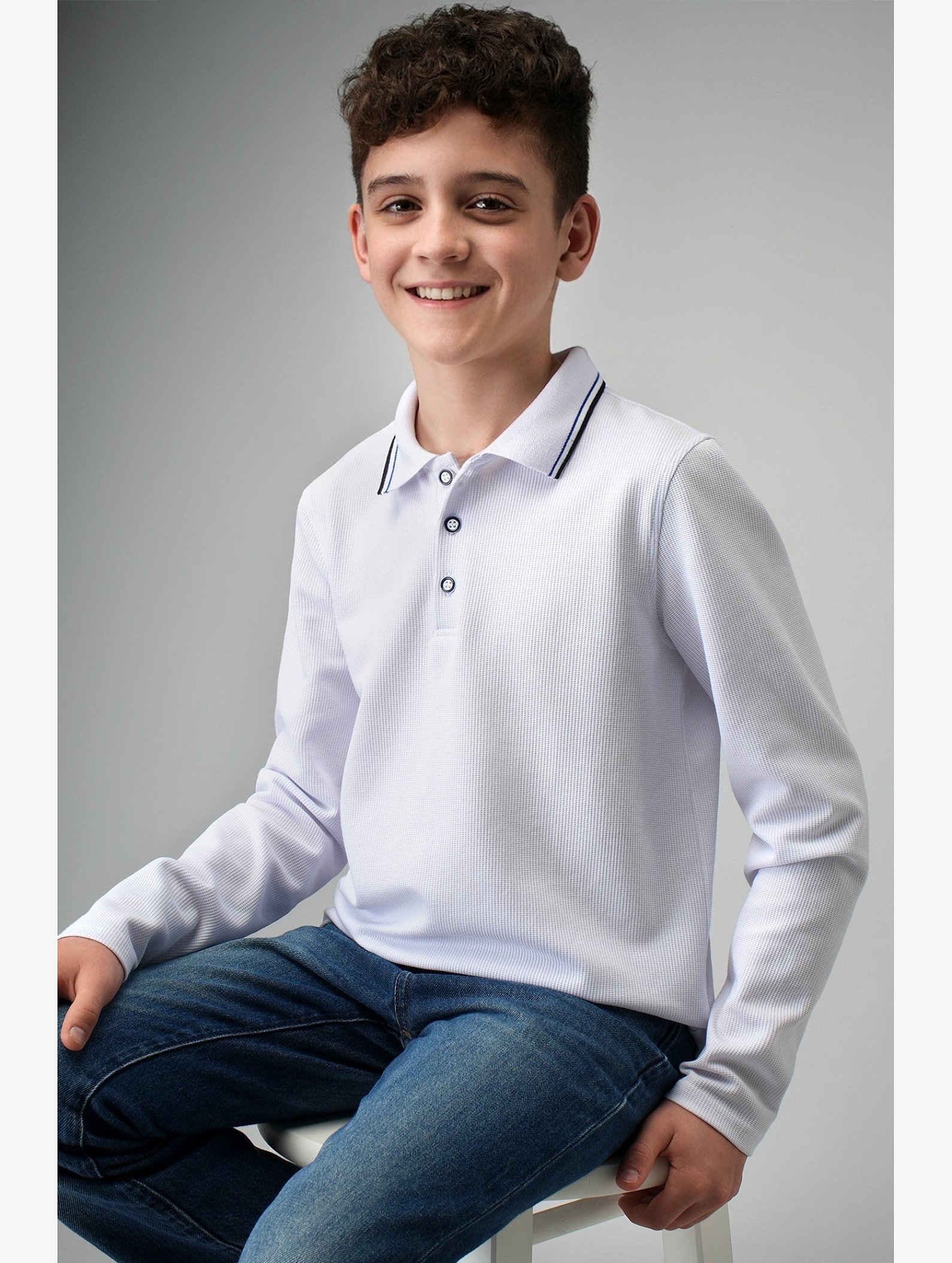 Рубашка-поло с длинным рукавом для мальчика Happyfox