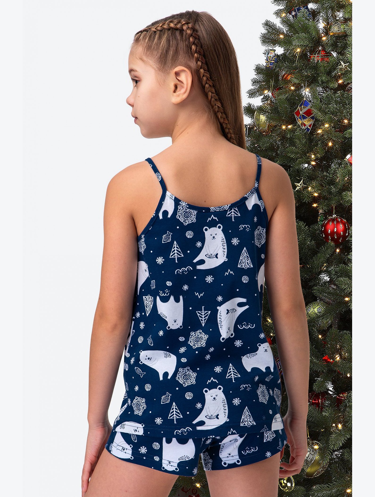 Новогодняя пижама для девочки с шортами Happyfox