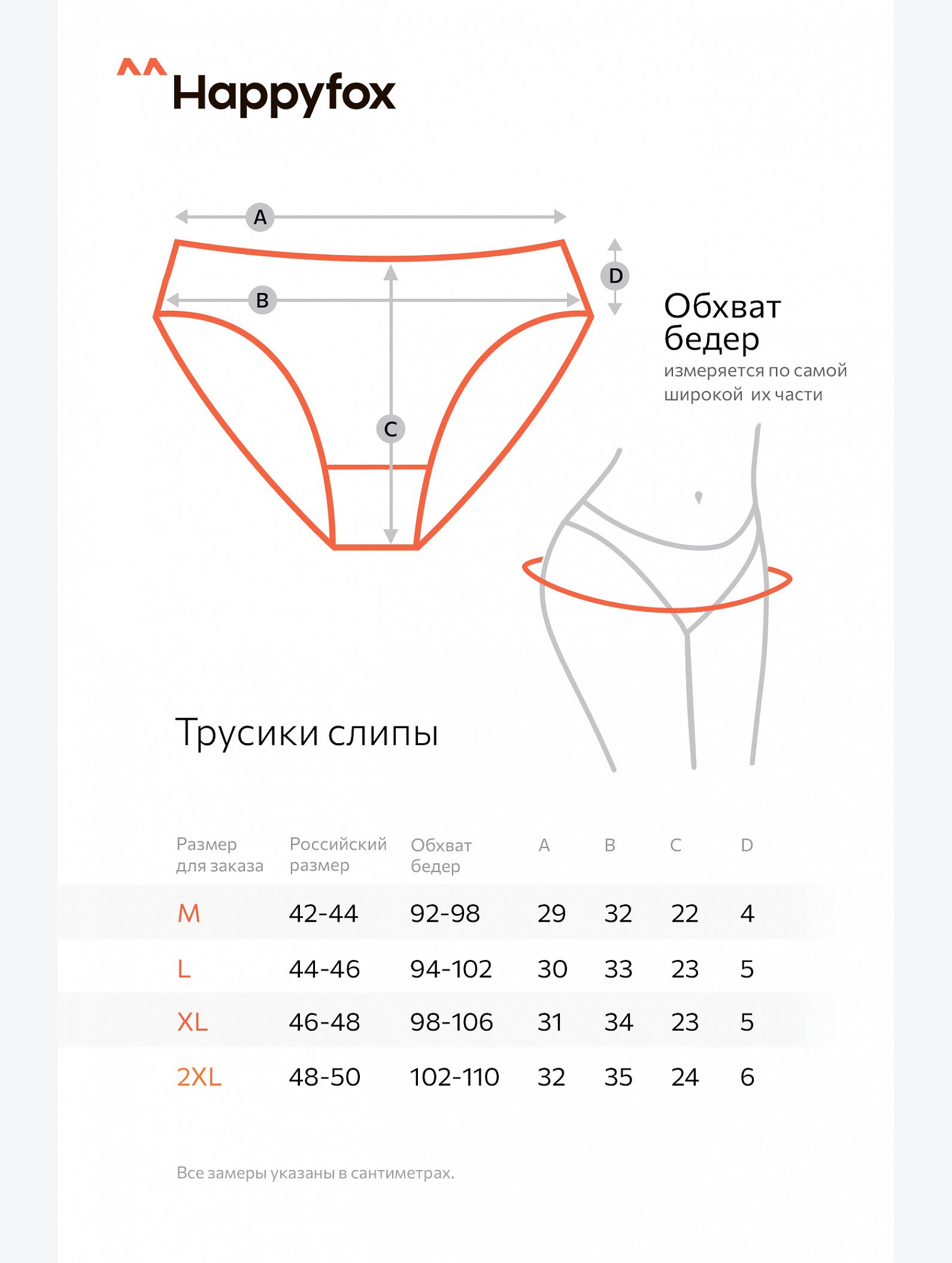 Женские трусы-слипы 5 шт. Happyfox