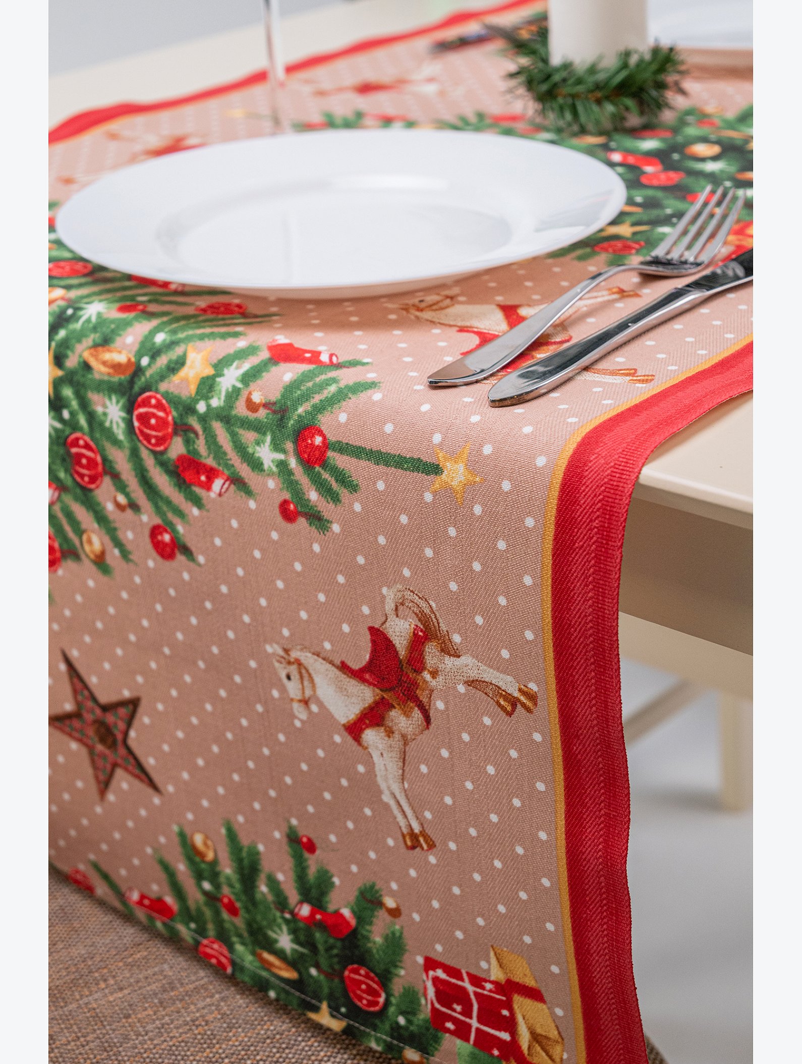 Дорожка на стол из рогожки 50х145 Happy Fox Home