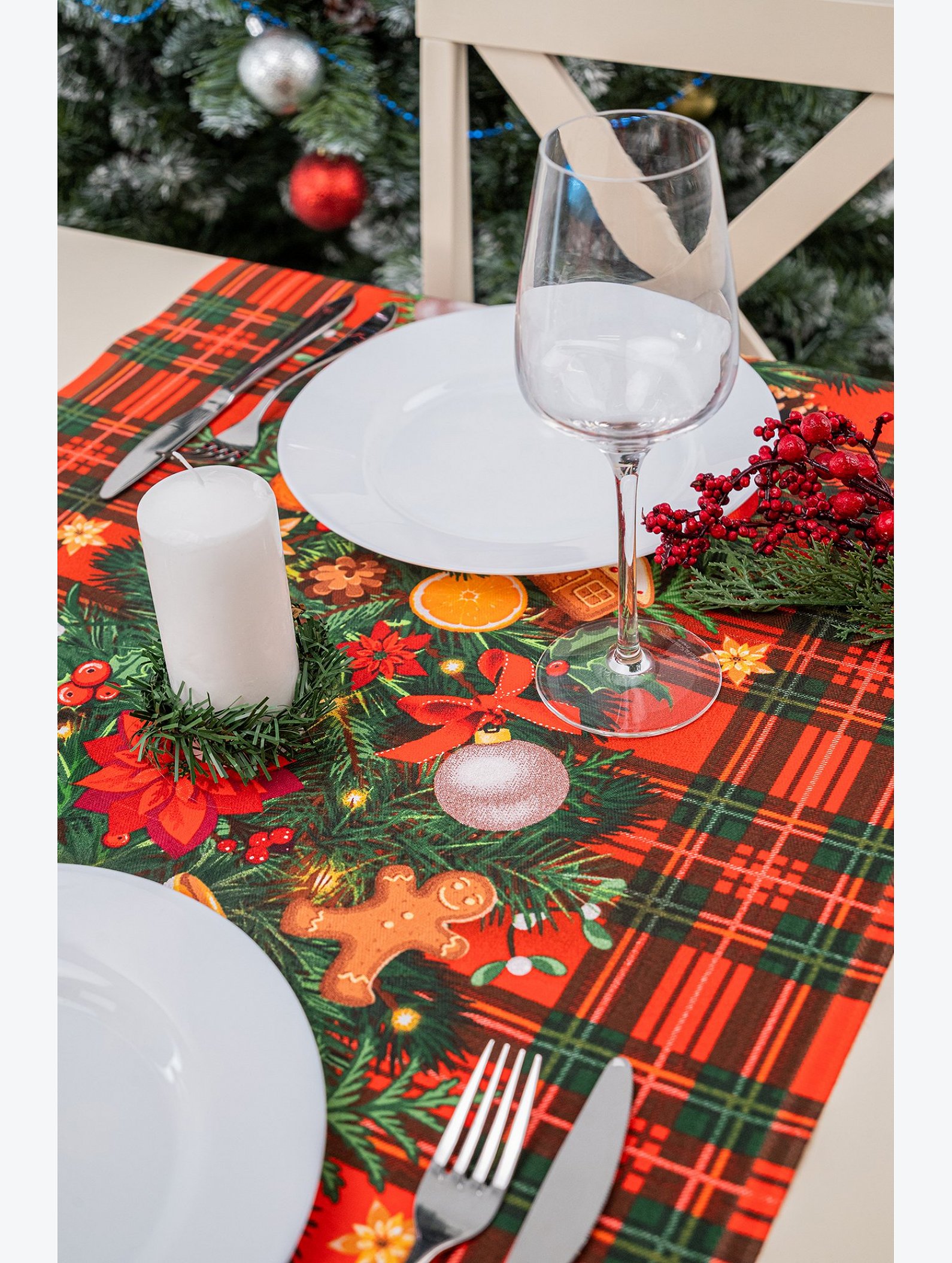 Дорожка на стол из рогожки 50х145 Happy Fox Home