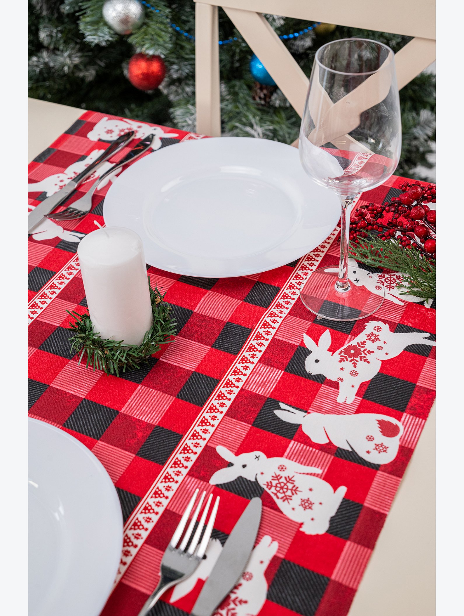 Дорожка на стол из рогожки 50х145 Happy Fox Home