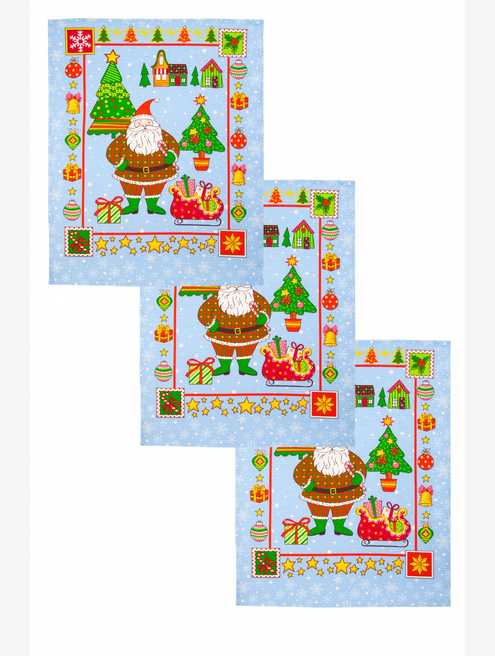 Комплект вафельных полотенец 3 шт Happy Fox Home