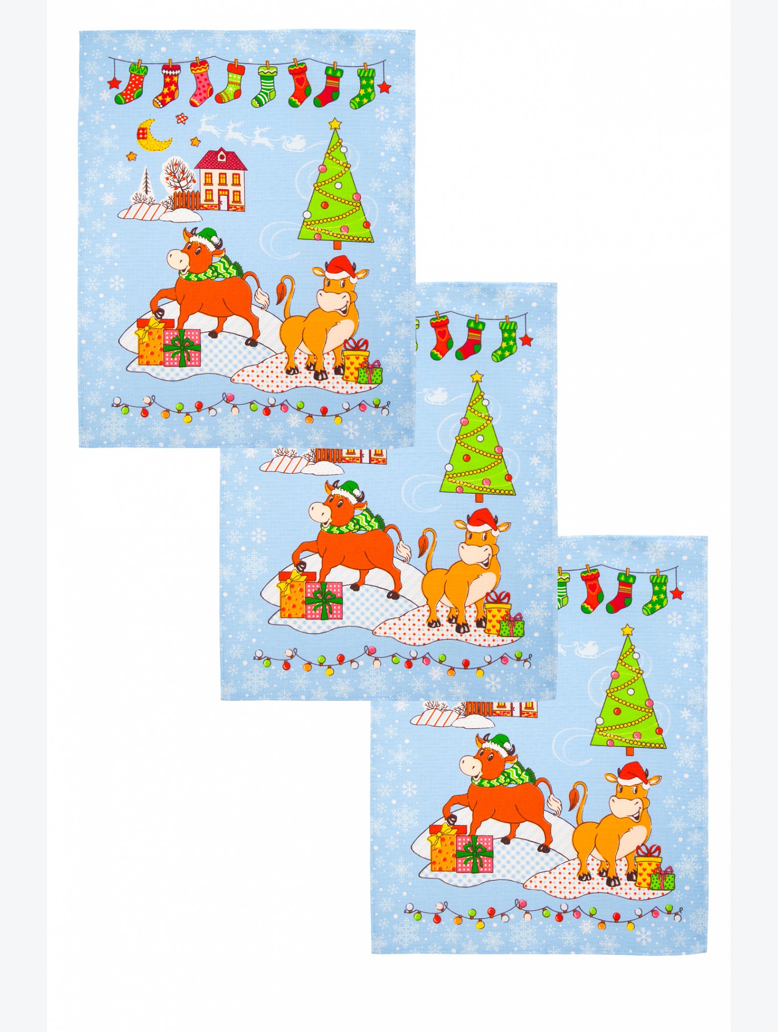 Комплект вафельных полотенец 3 шт Happy Fox Home