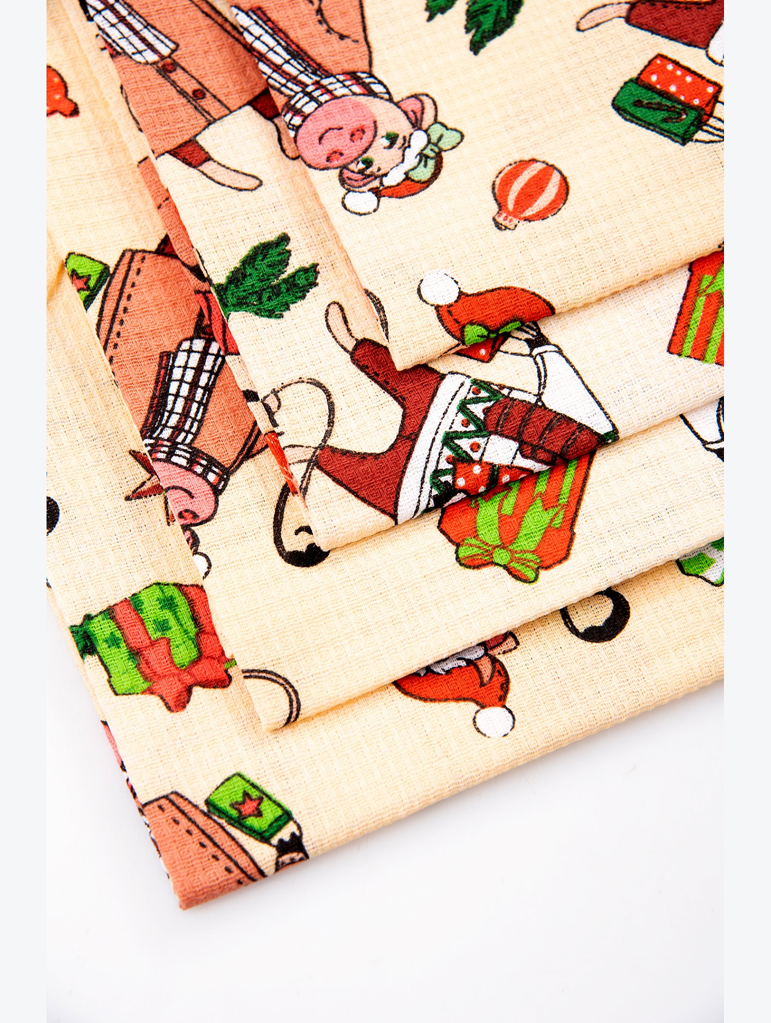 Комплект вафельных полотенец 4 шт Happy Fox Home