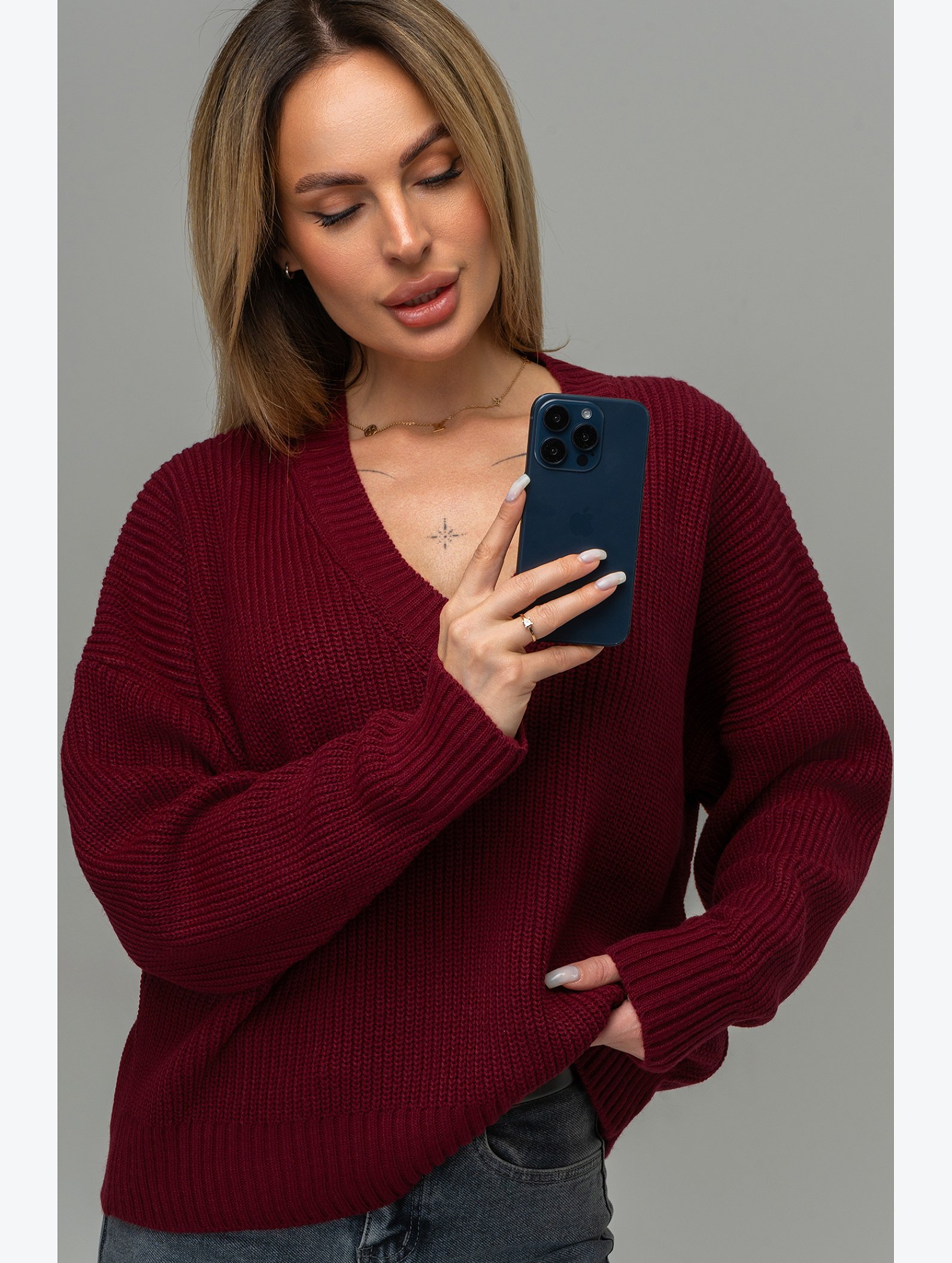 Женский вязаный джемпер оверсайз Happyfox