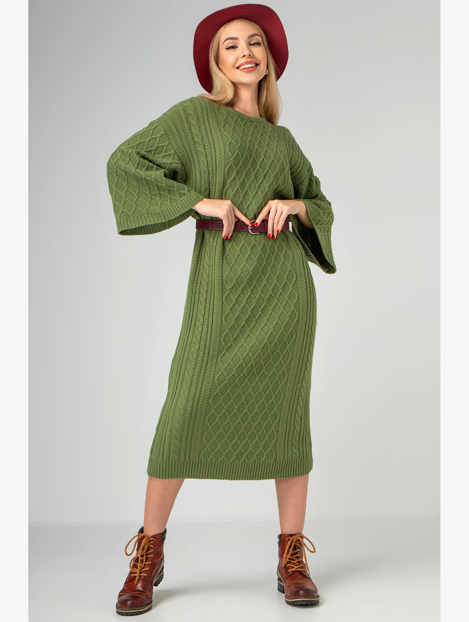 Женское теплое вязаное платье Happyfox