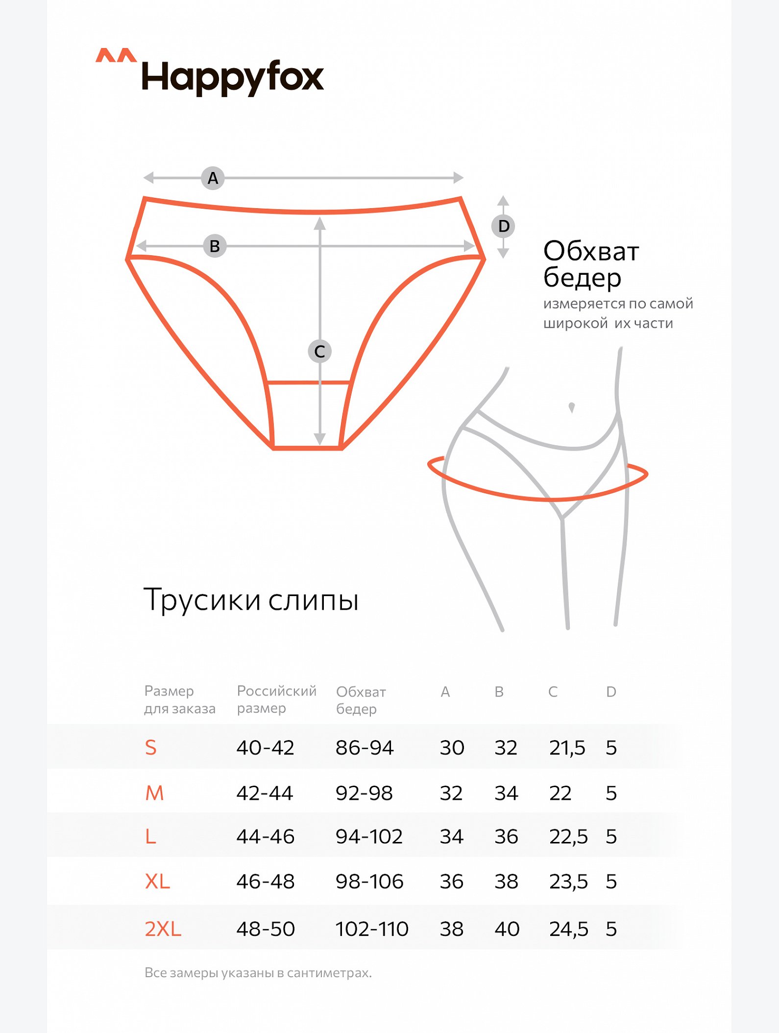 Женские трусы-слипы 5шт. Happyfox