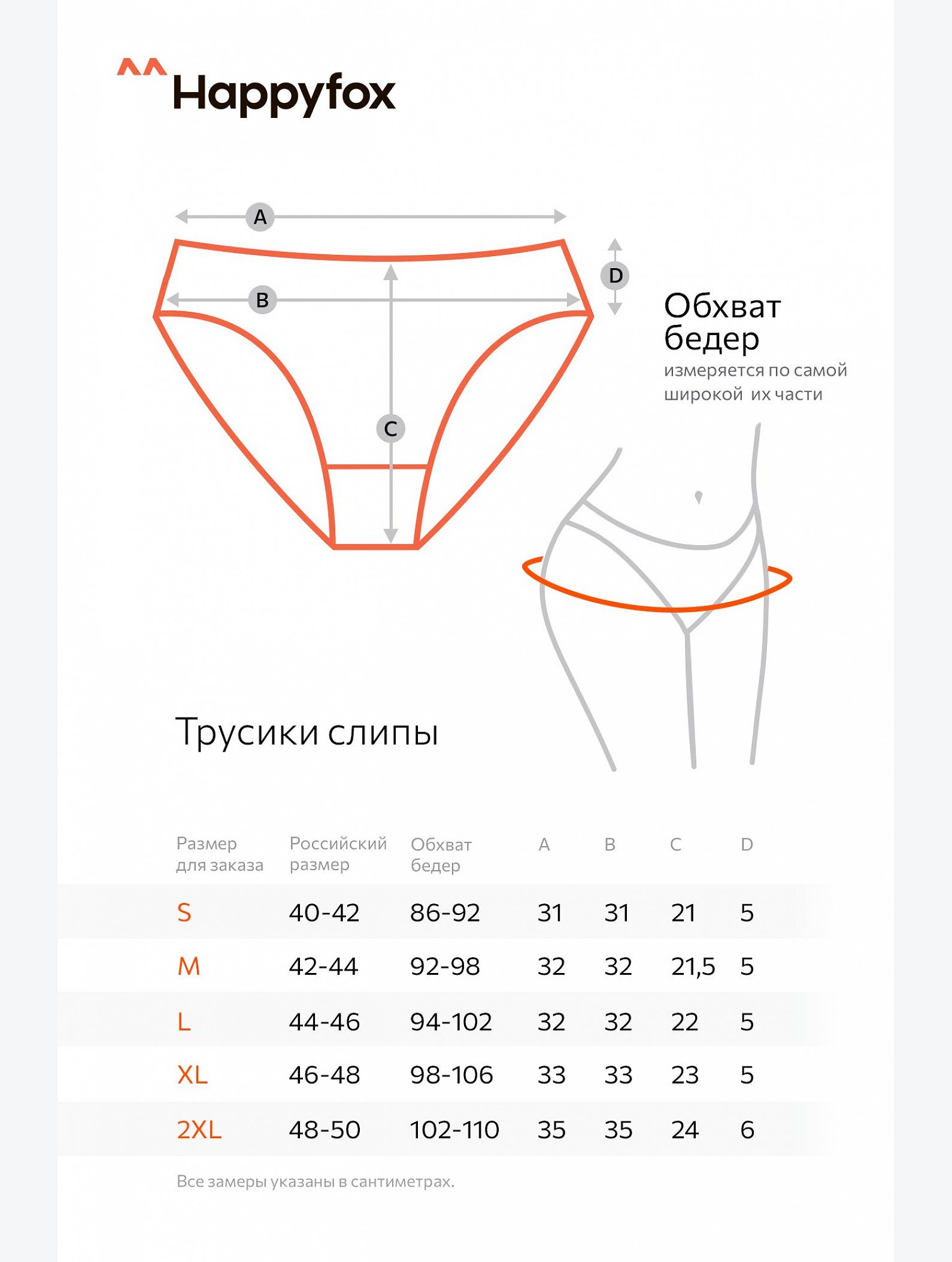 Женские трусы-слипы 5шт. Happyfox