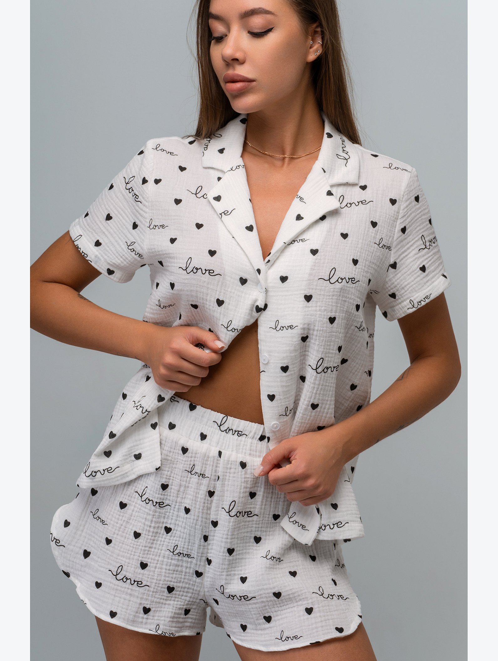 Женская пижама с шортами из муслина Happyfox