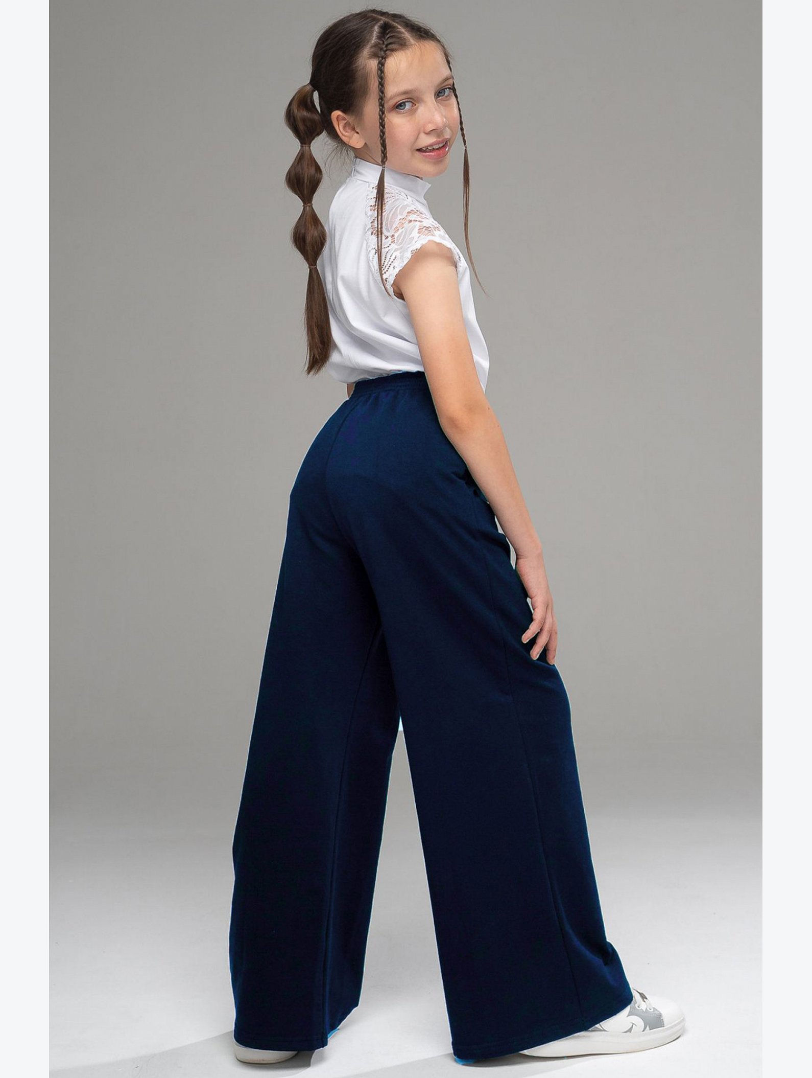 Брюки палаццо из футера для девочки Looklie