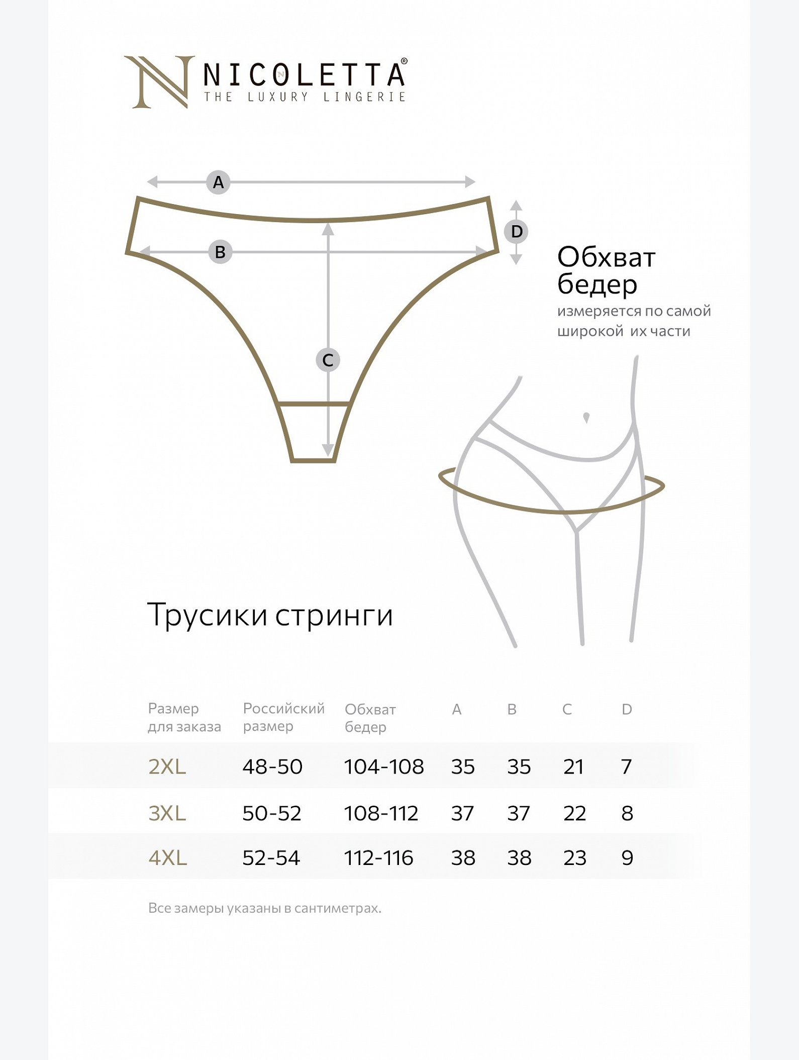 Женские трусы-стринги в рубчик 5 шт. Nicoletta