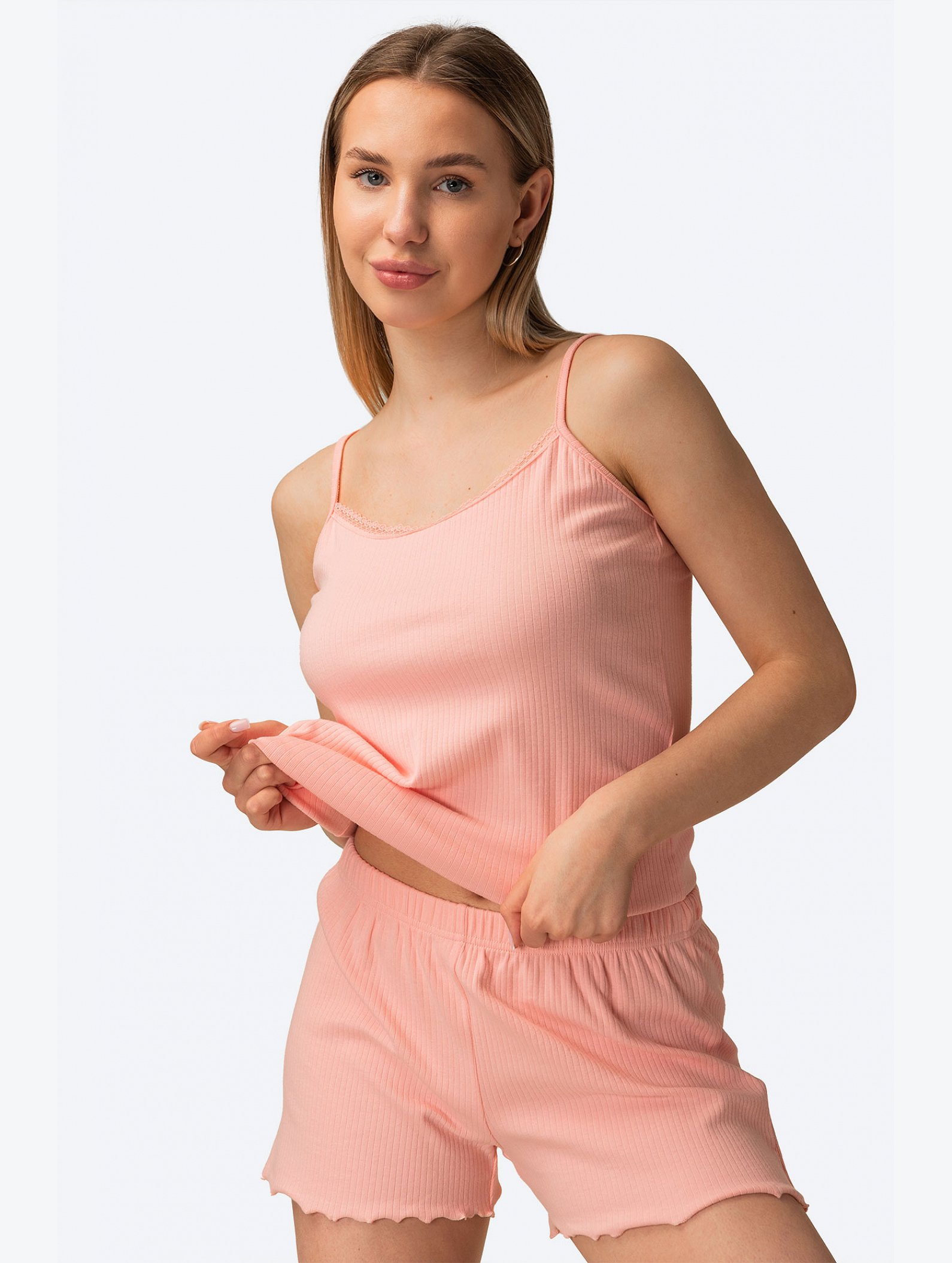 Женская пижама в рубчик с шортами Nicoletta