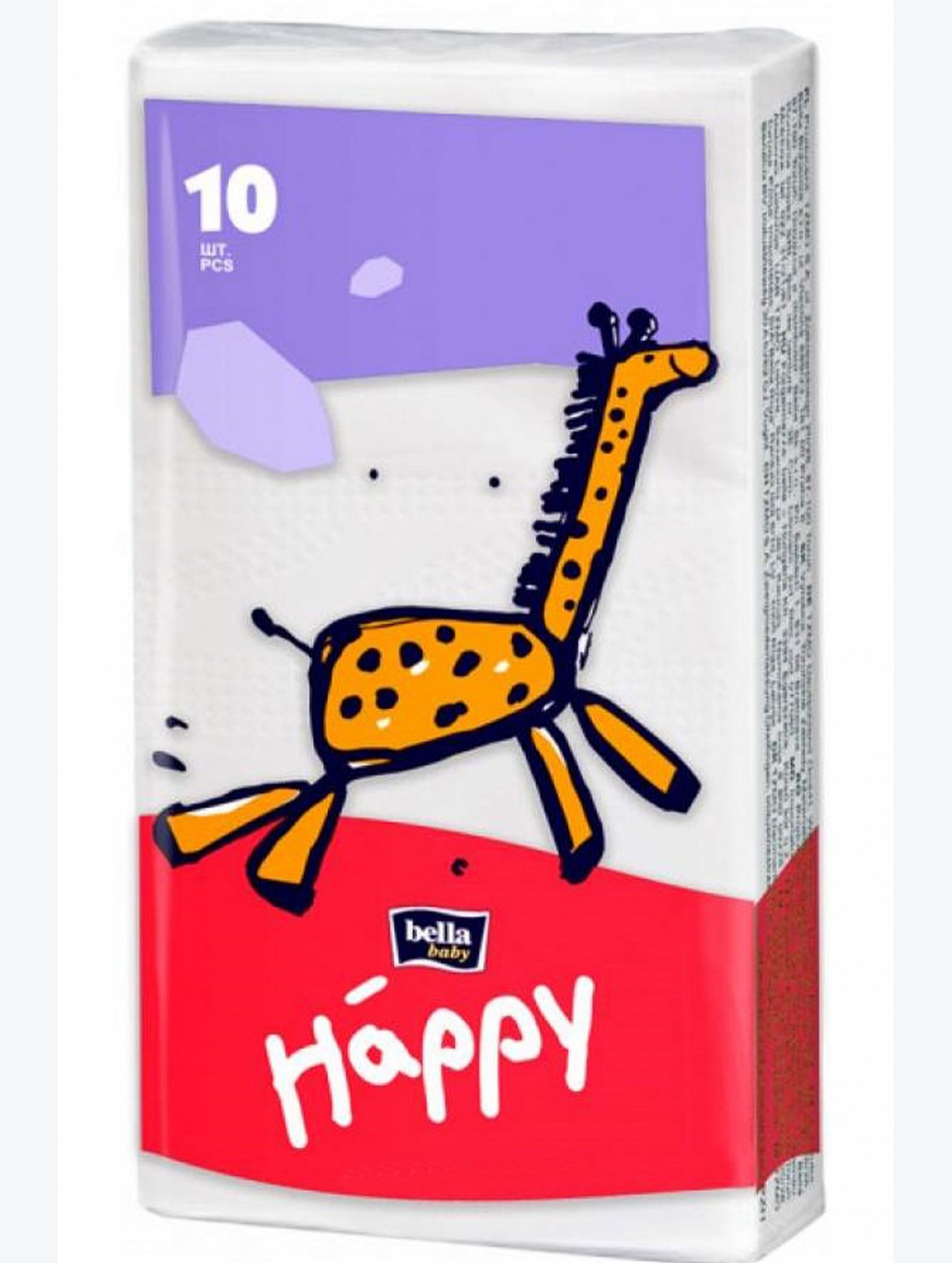 Платочки носовые бумажные 10x10 шт. Bella Baby Happy