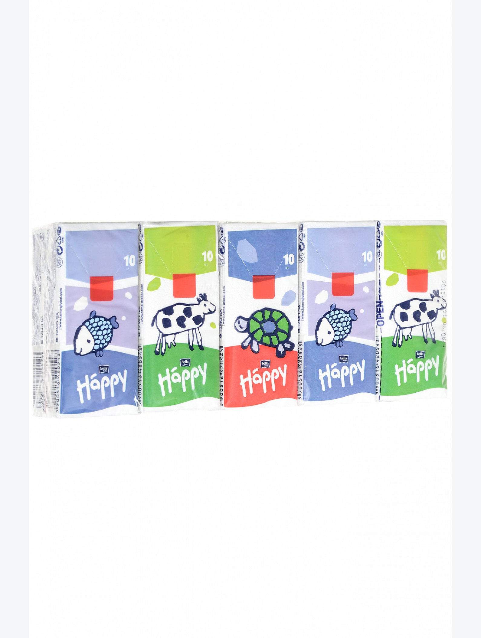 Платочки носовые бумажные 10x10 шт. Bella Baby Happy