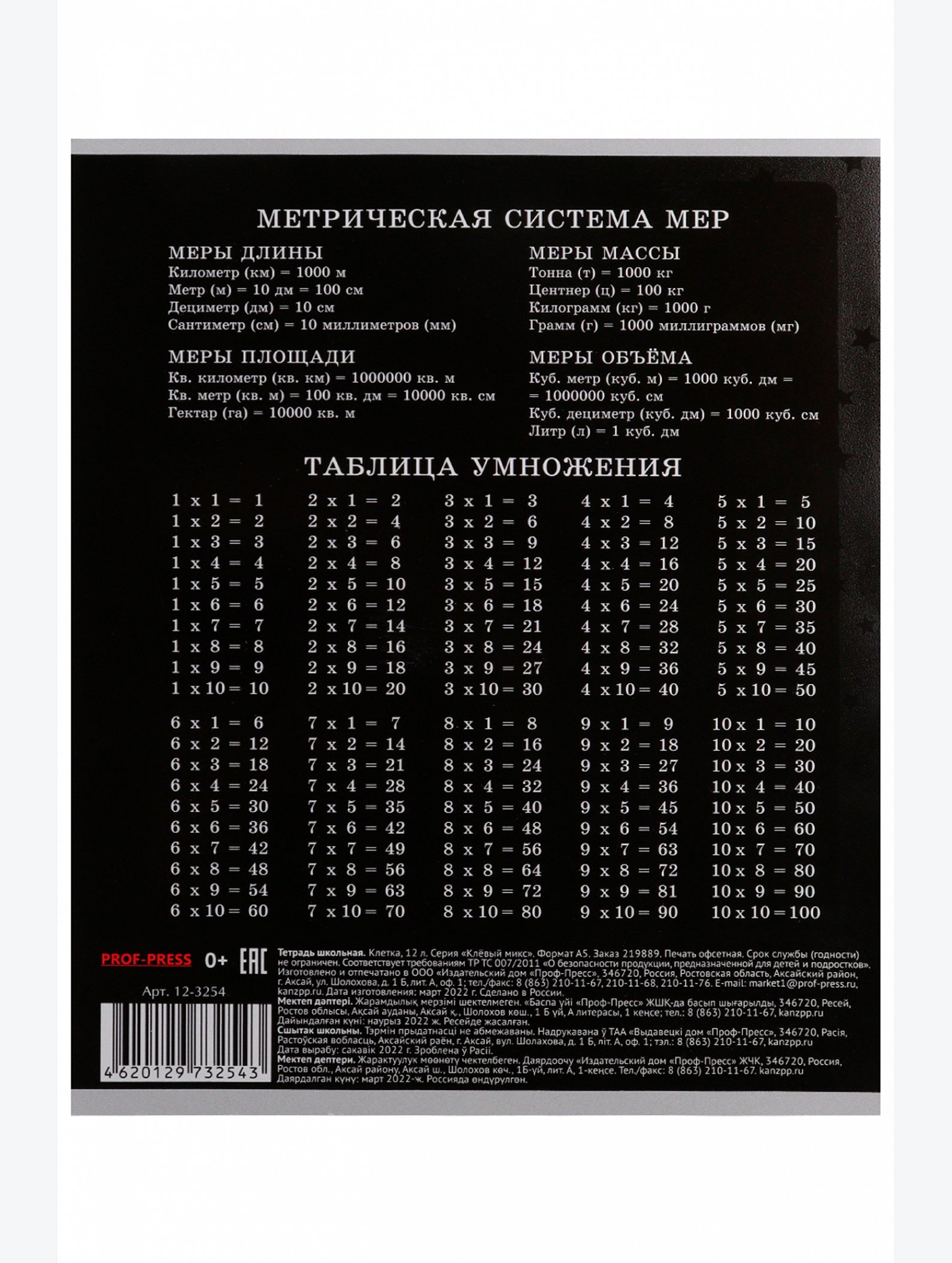Набор тетрадей в клетку 12 л. 5 шт. Prof-Press