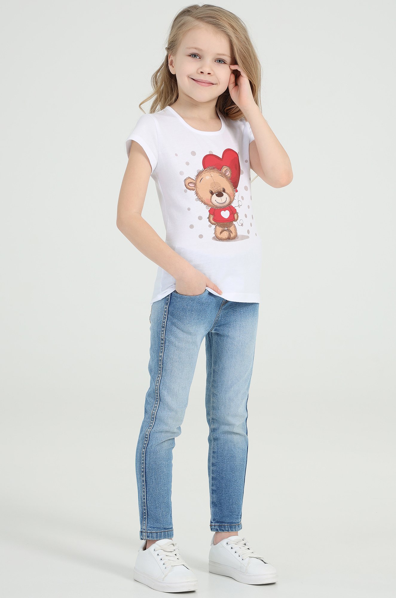 Футболка для девочки Апрель 6687683 белый купить оптом в HappyWear.ru