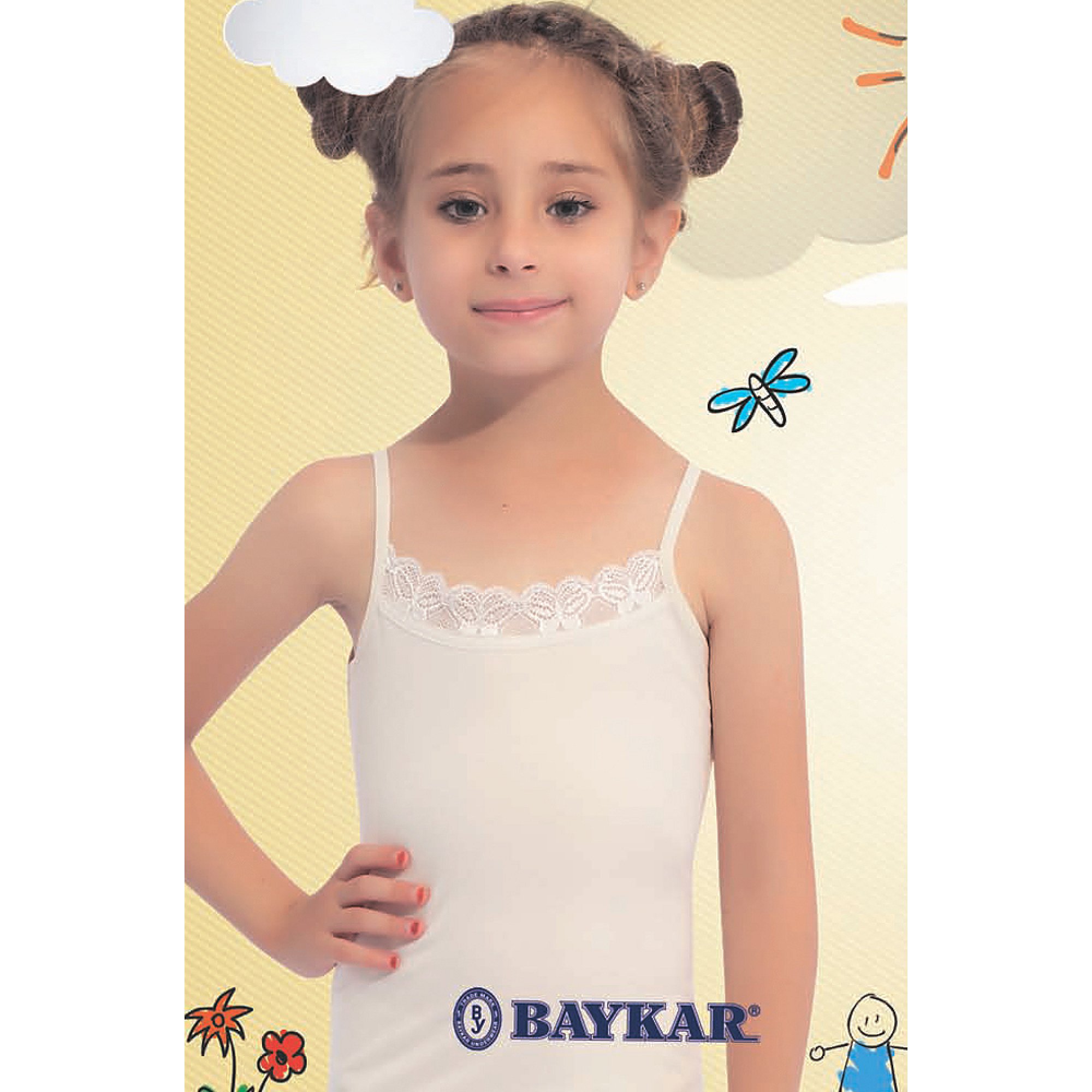 Белая маечка с кружевом для девочки Baykar
