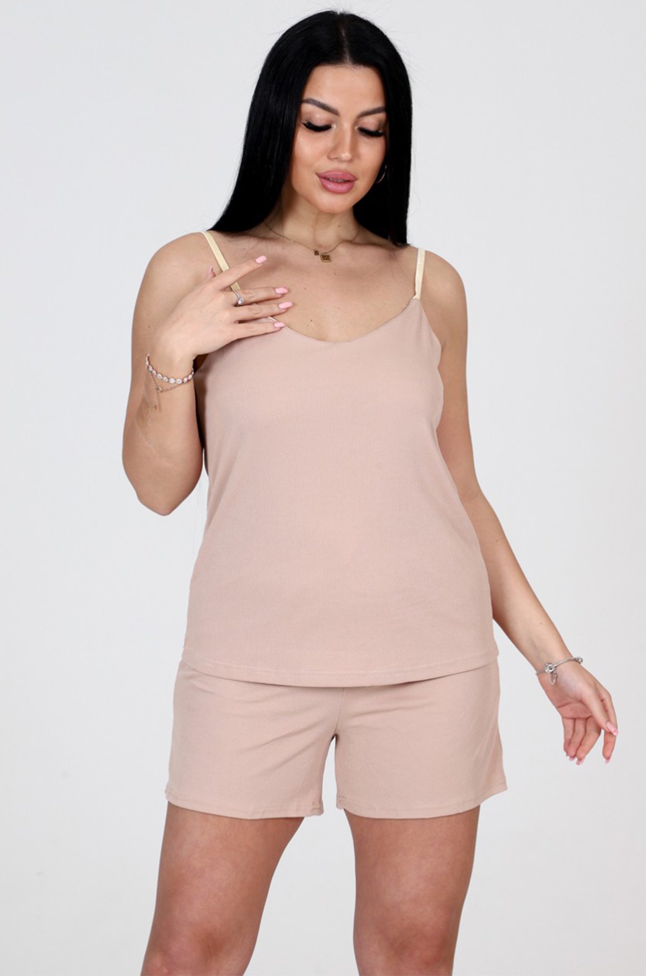 Женская пижама с шортами в рубчик А-Дина Текс