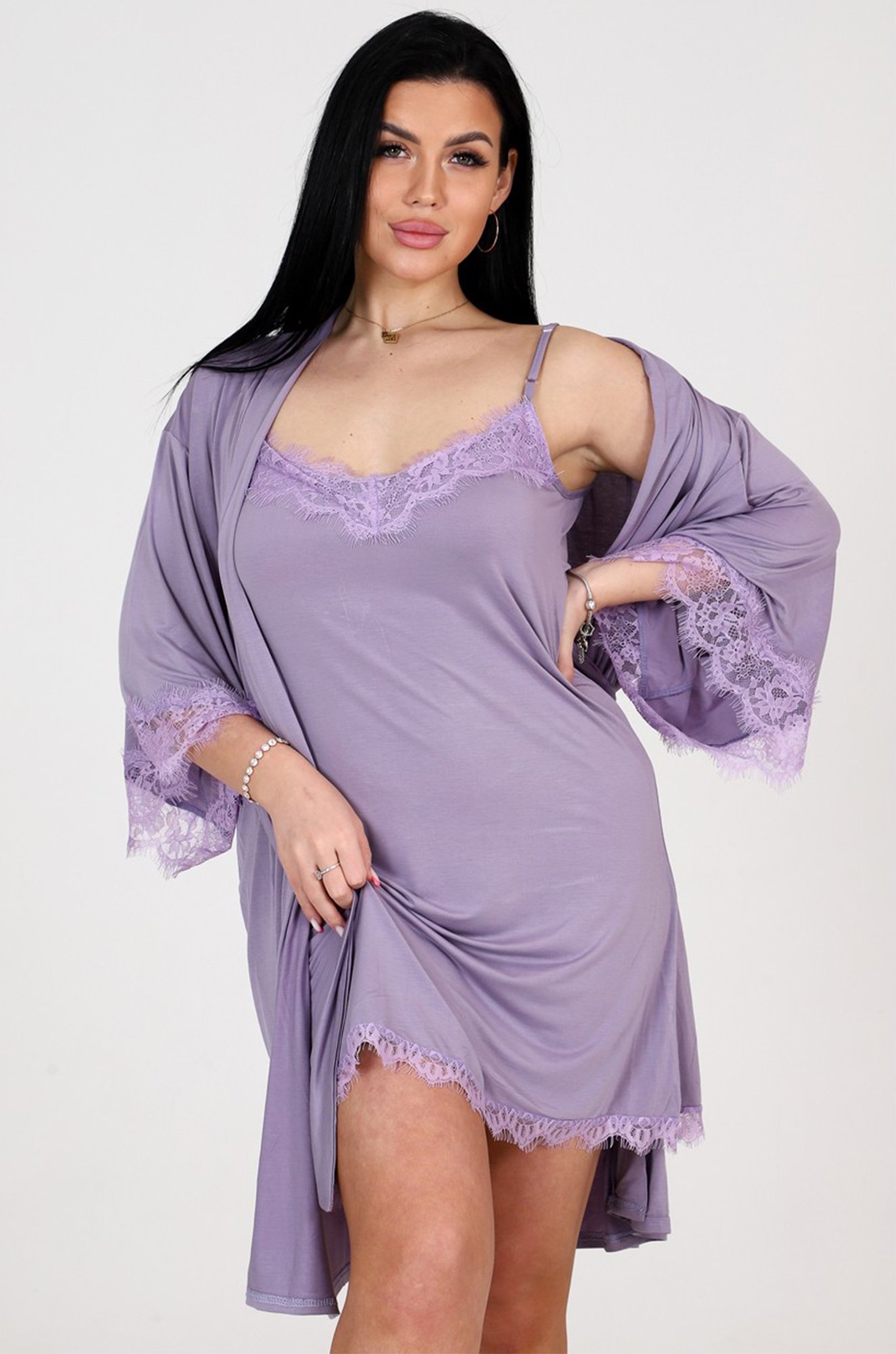 Женский пеньюар с сорочкой из вискозы А-Дина Текс