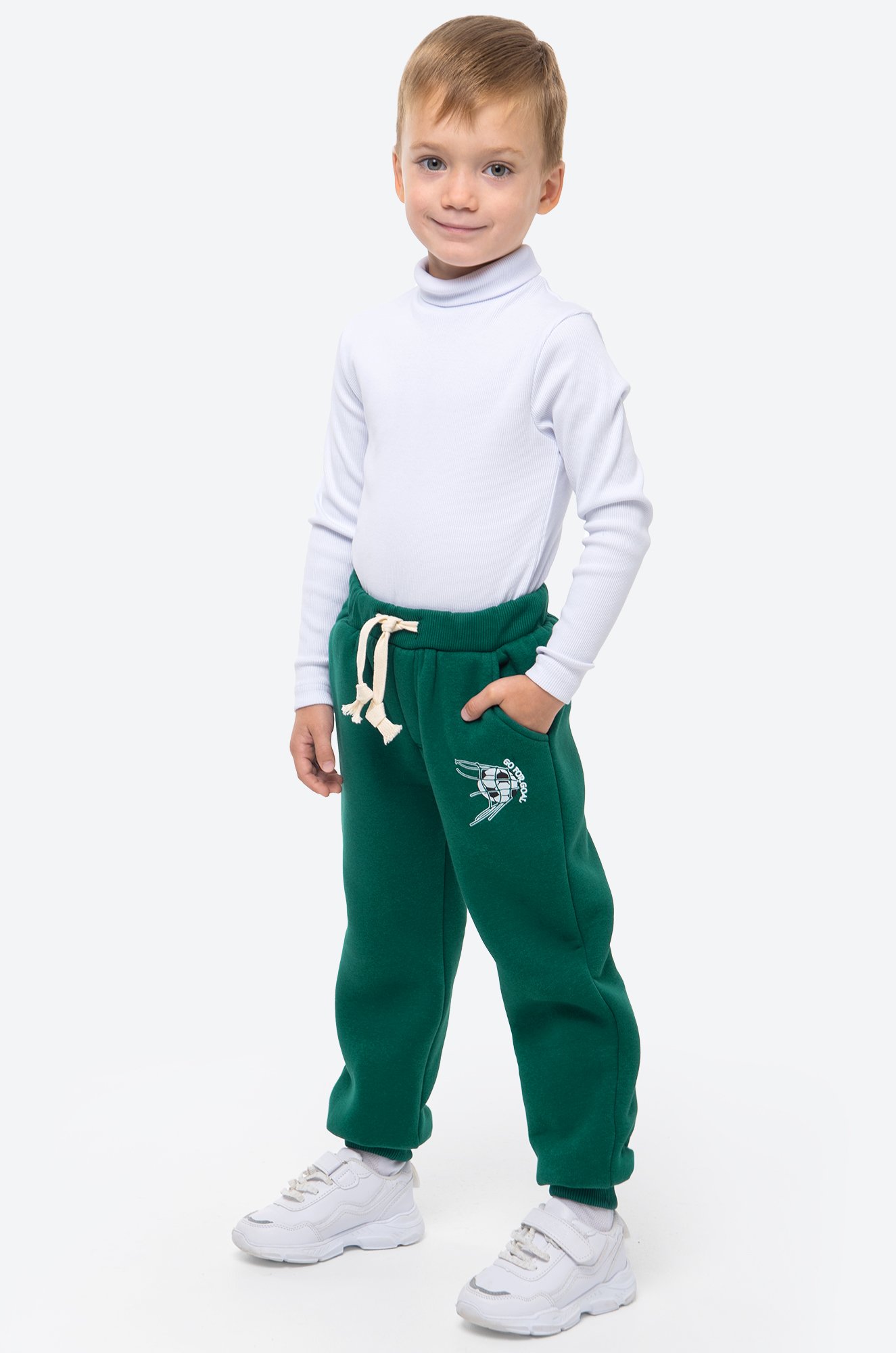 Теплые брюки для мальчика из футера трехнитки с начесом Bonito