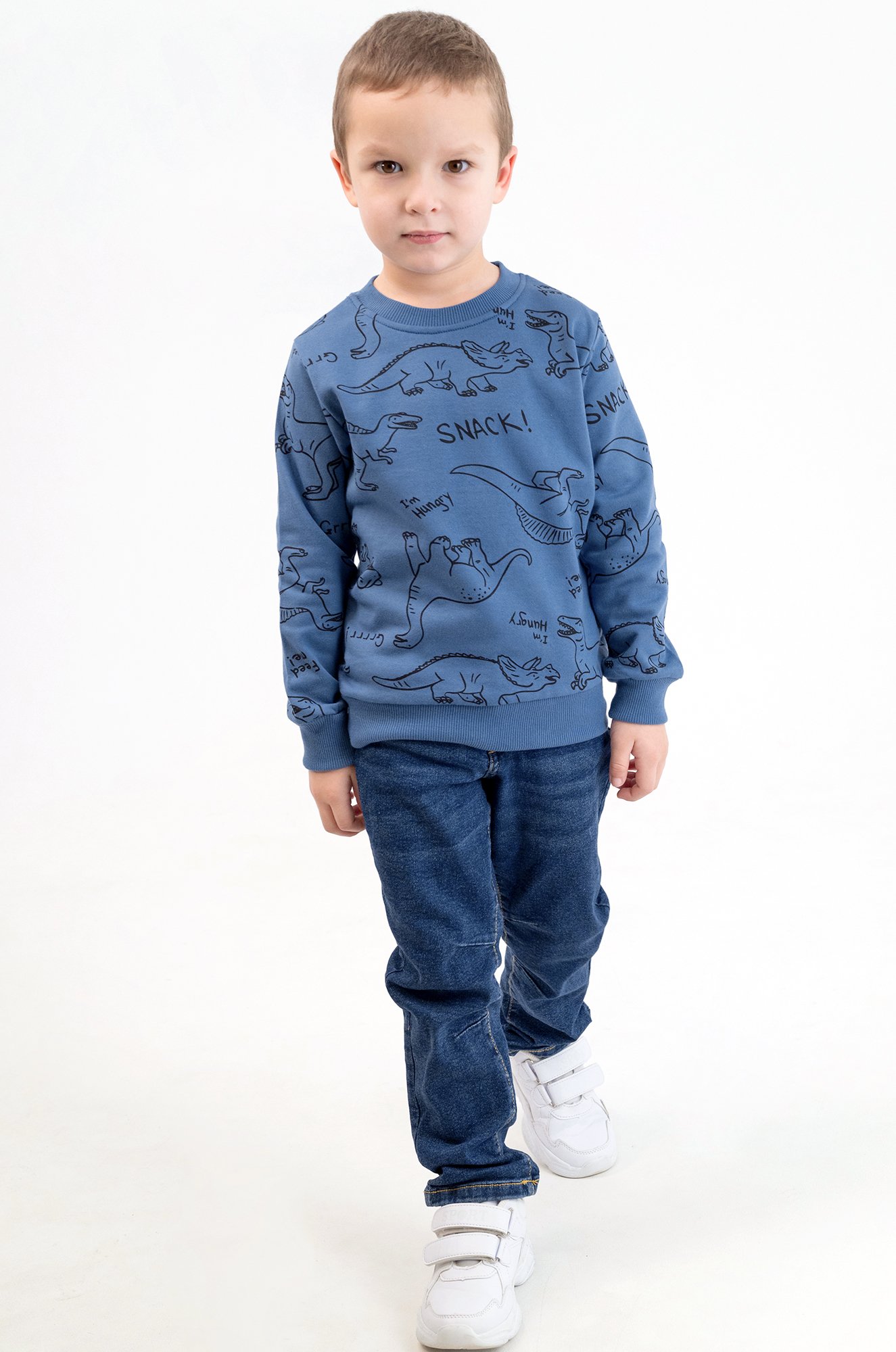 Теплый джемпер из футера двухнитки с начесом для мальчика Bonito