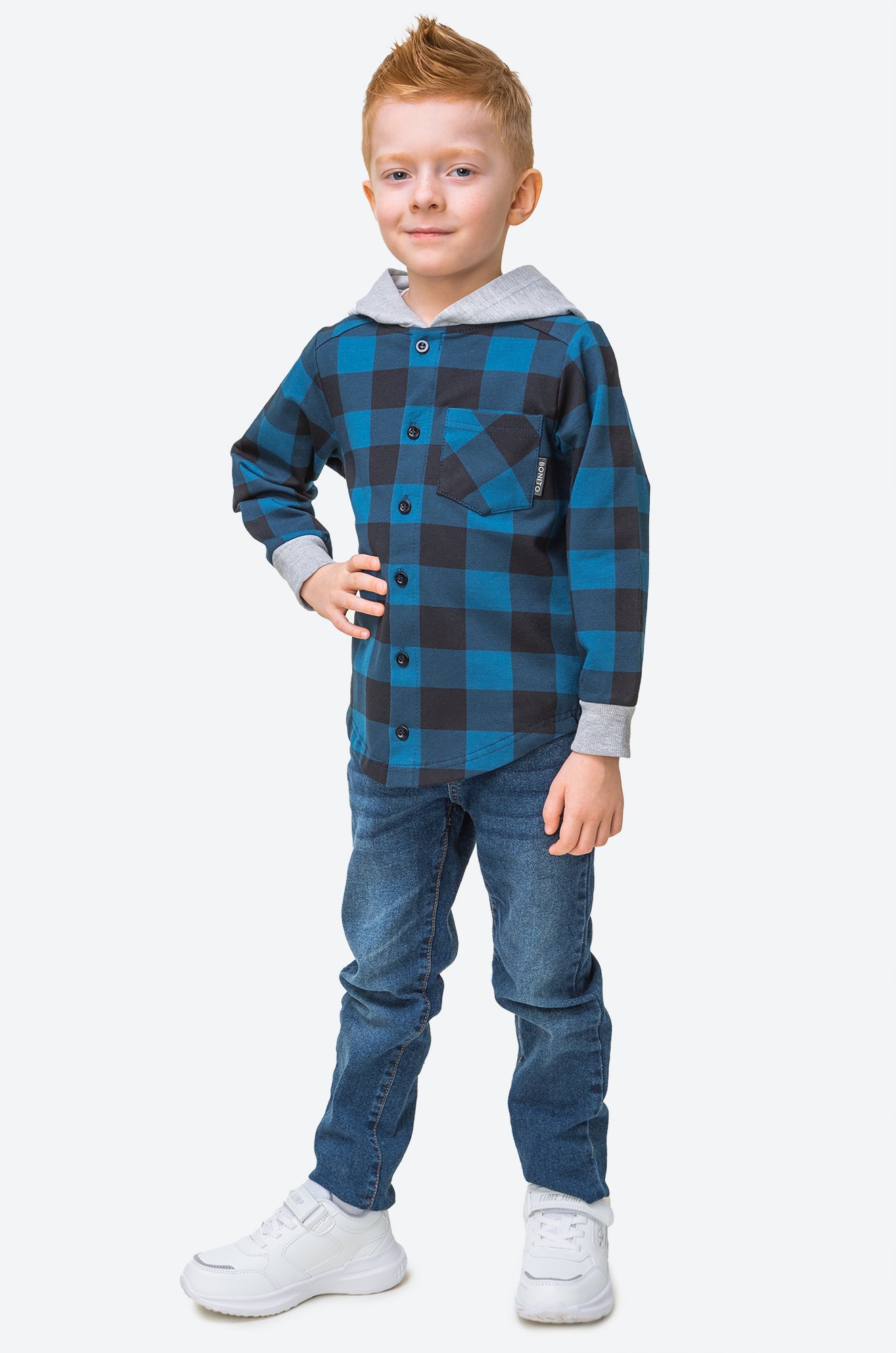 Толстовка-рубашка из футера двухнитки для мальчика Bonito