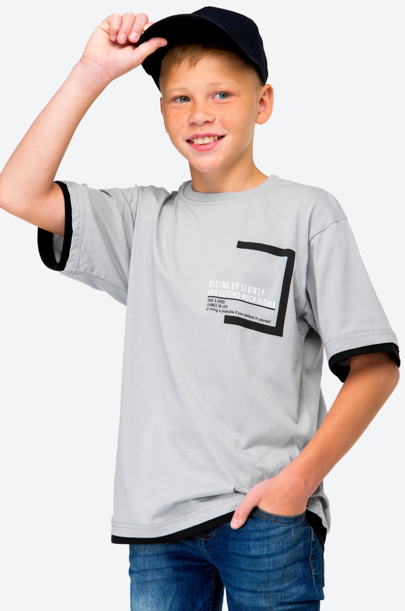 Футболка оверсайз из хлопка для мальчика First Kids