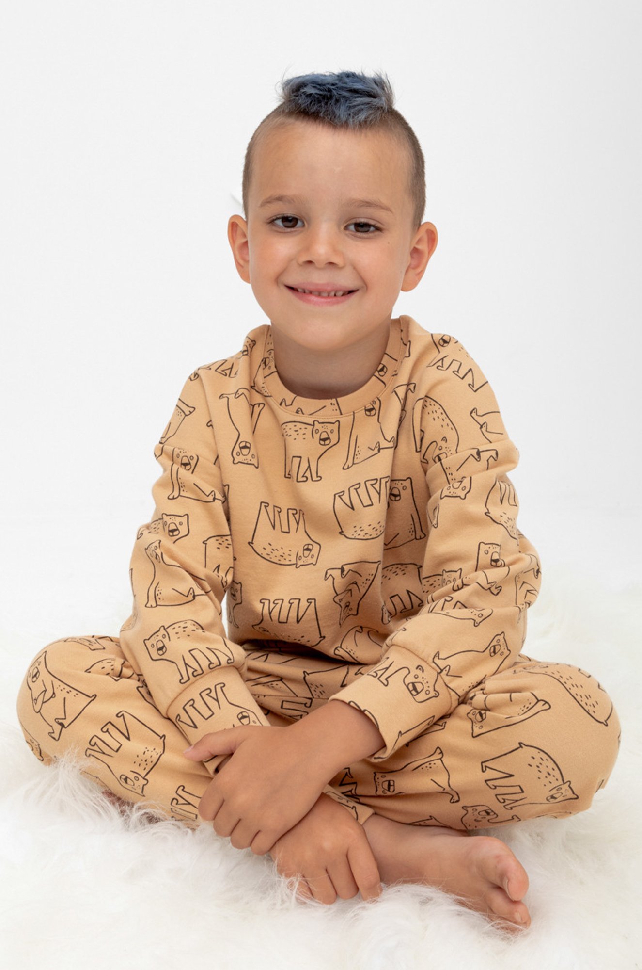 Теплая пижама для мальчика из футера с начесом Crockid
