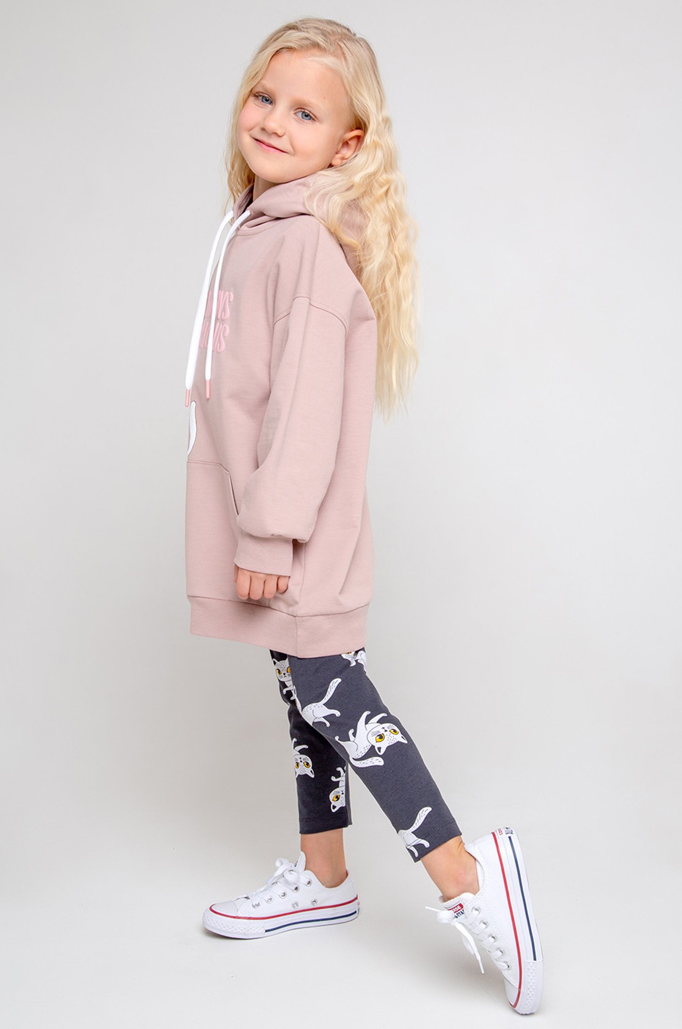 Худи для девочки с капюшоном и карманом-кенгуру Crockid